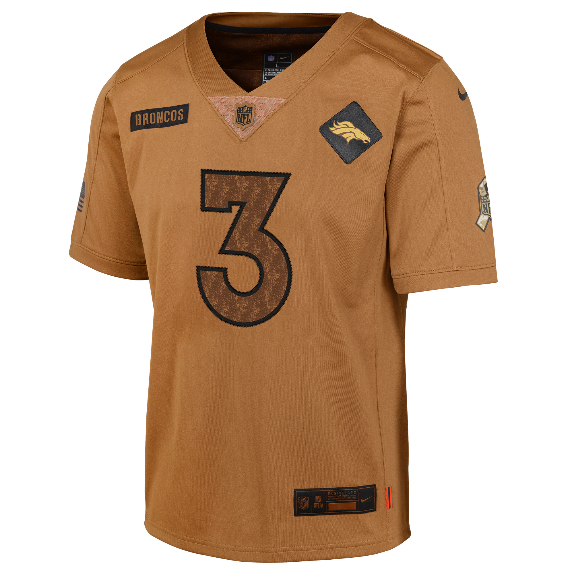 Russell Wilson Denver Broncos Youth 2023 Salute To Service Limited Jersey - Brown