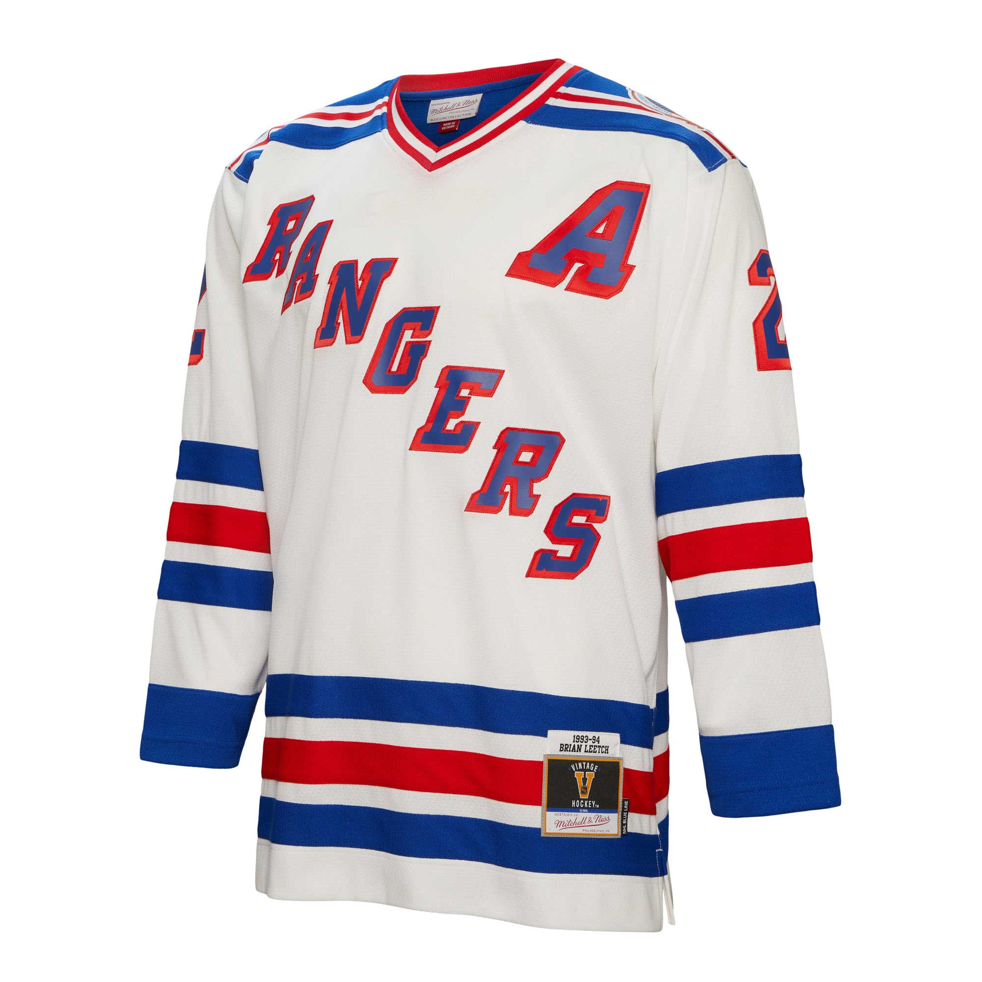Brian Leetch New York Rangers Mitchell & Ness Alternate Captain Patch 1993\/94 Blue Line Player Jersey - White