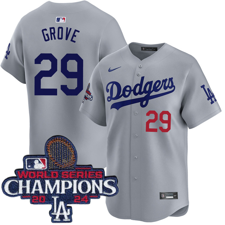 Michael Grove Los Angeles Dodgers Alternate Road Limited World Series Champions Jersey