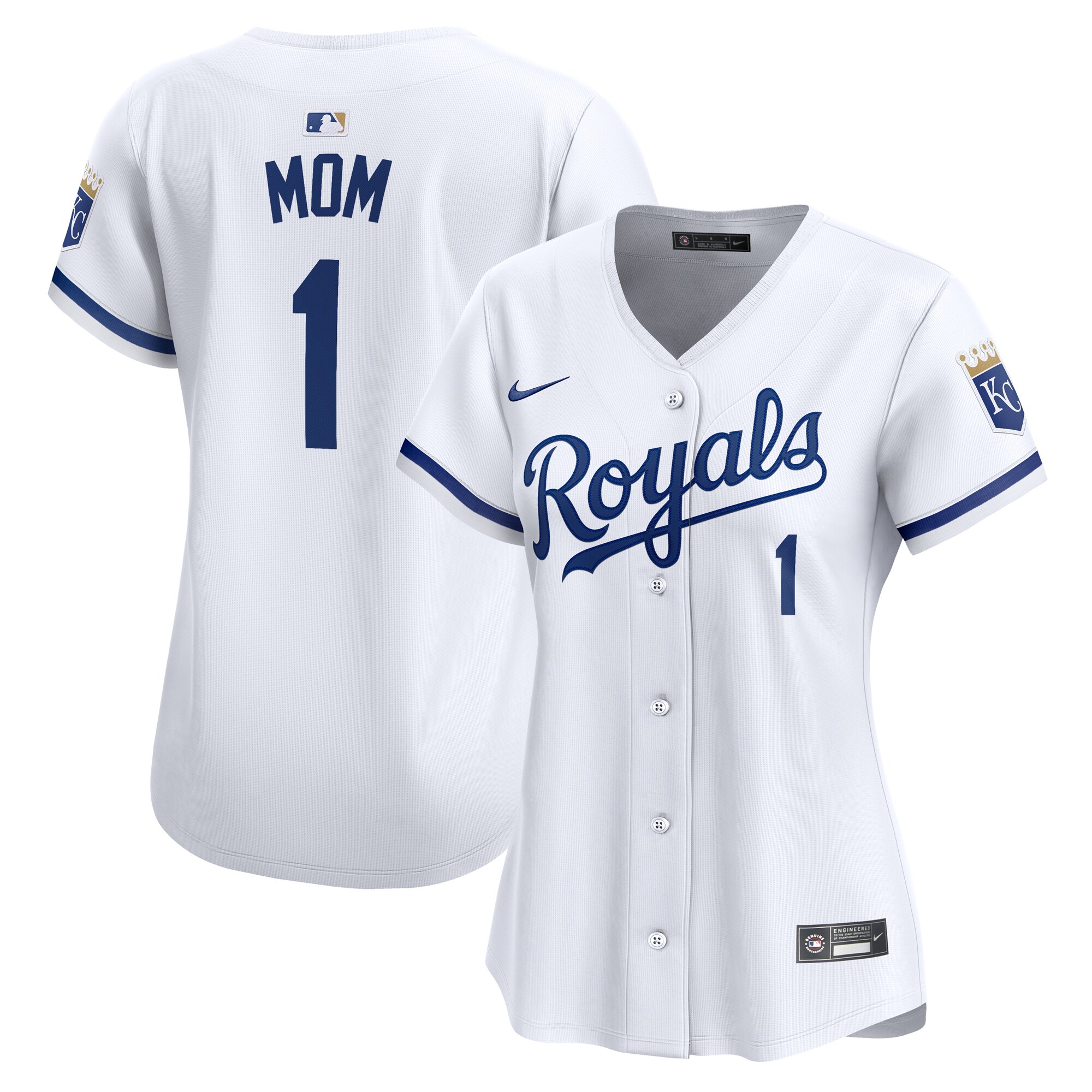 Kansas City Royals  Women's #1 Mom Home Limited Jersey - White