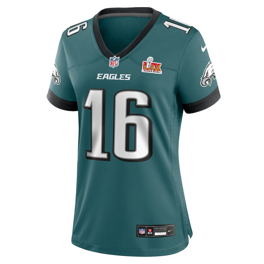 Tanner McKee #16 Philadelphia Eagles Super Bowl LIX Women's Jersey - Midnight Green