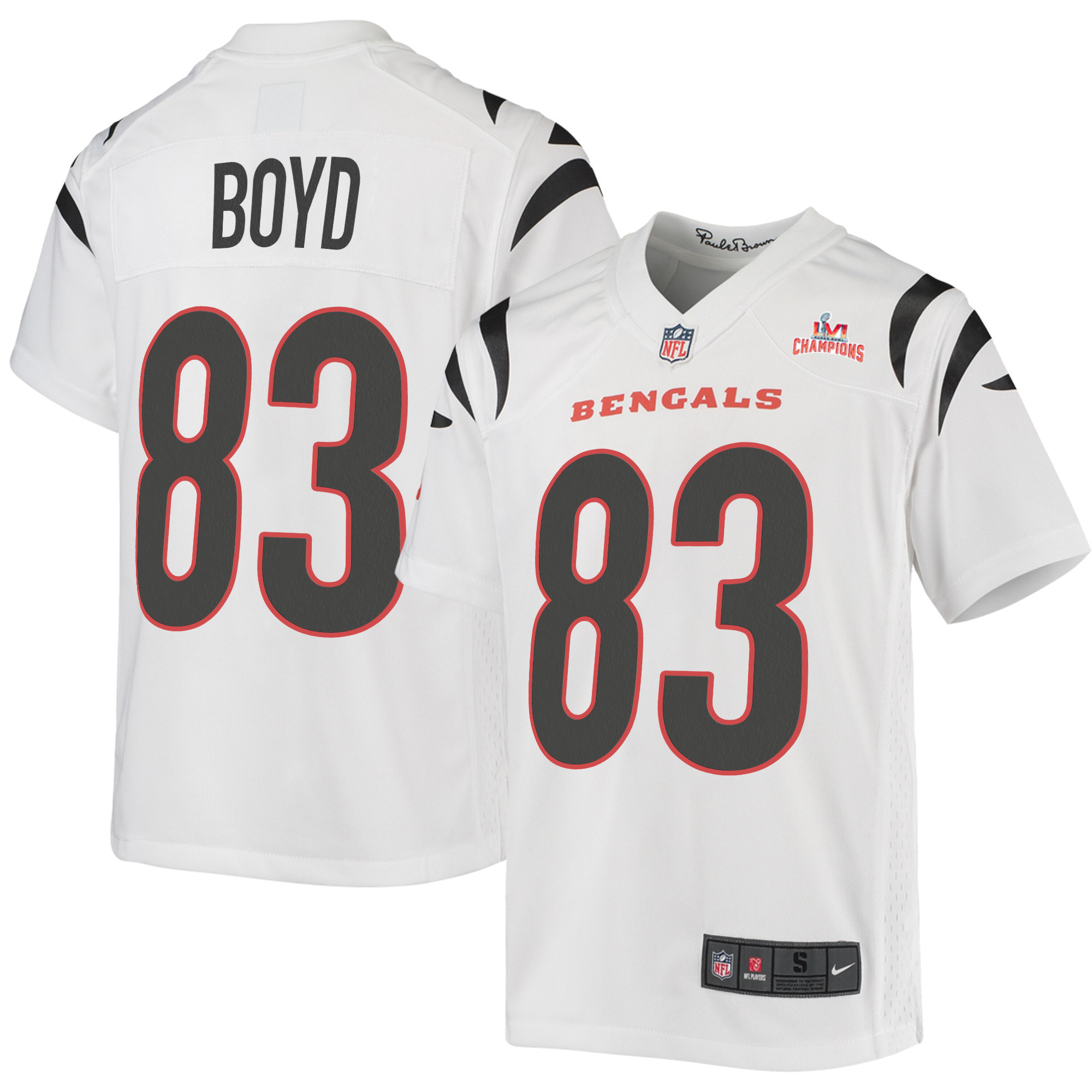 Super Bowl LVI Champions Cincinnati Bengals Tyler Boyd 83 White Youth's Jersey Jersey