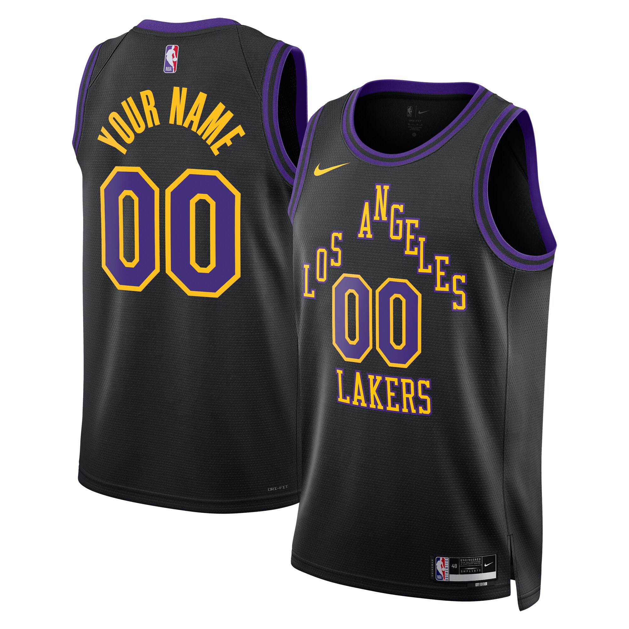 Los Angeles Lakers Unisex 2023\/24 Custom Swingman Jersey - Black - City Edition