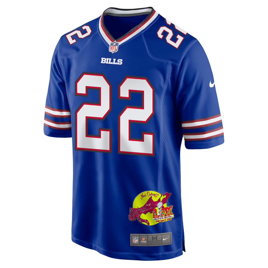 Ray Davis 22 Buffalo Bills Super Bowl LIX New Orleans Patch Game Men Jersey - Royal