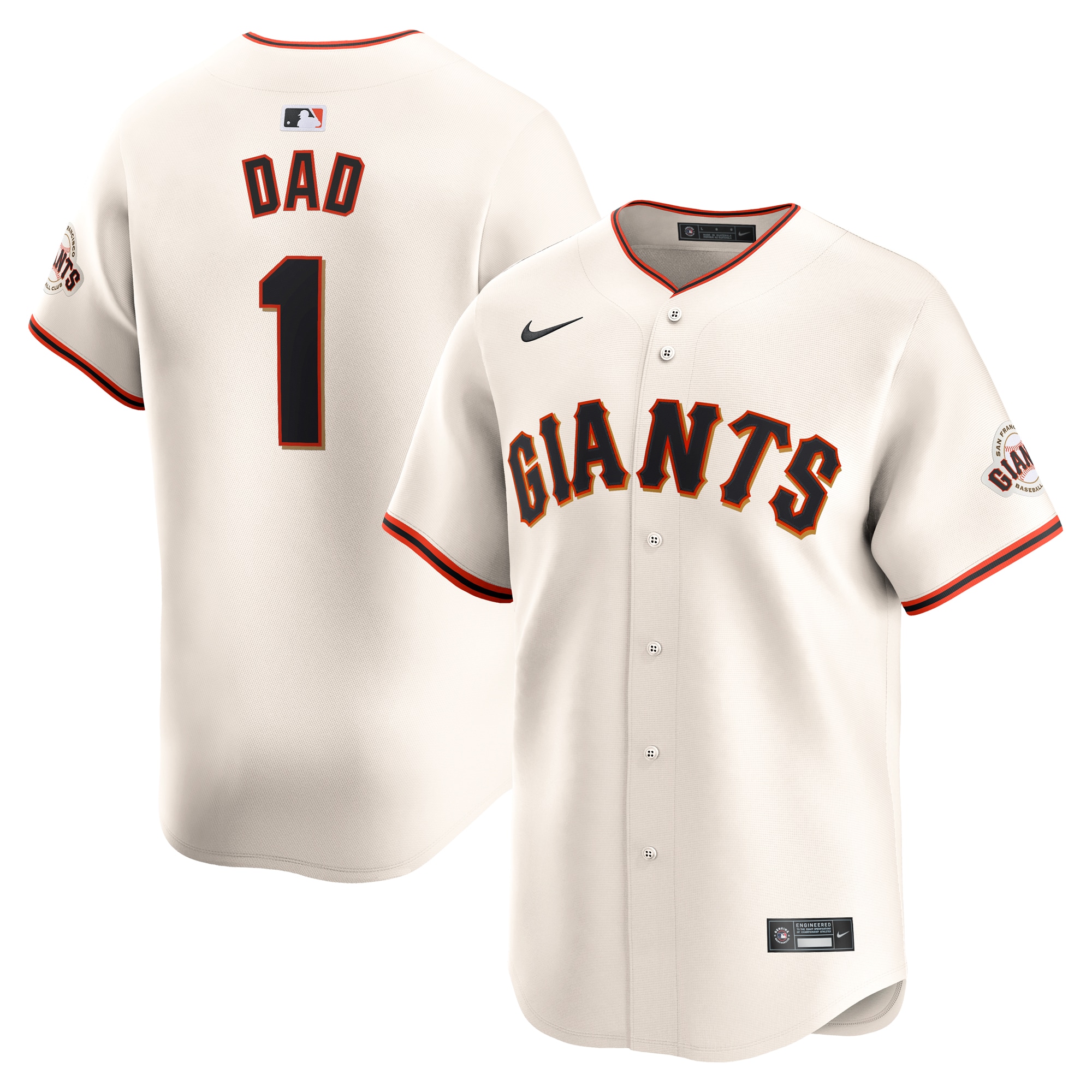 San Francisco Giants  #1 Dad Home Limited Jersey - Cream