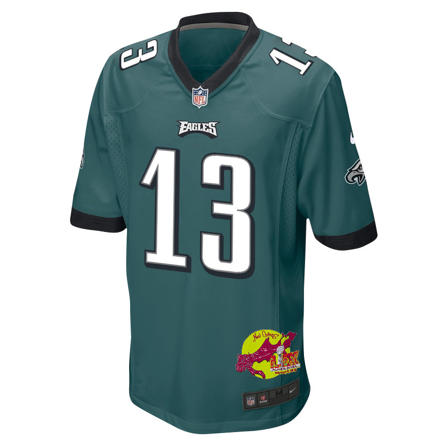 Ian Book 13 Philadelphia Eagles Super Bowl LIX New Orleans Patch Game Men Jersey - Midnight Green