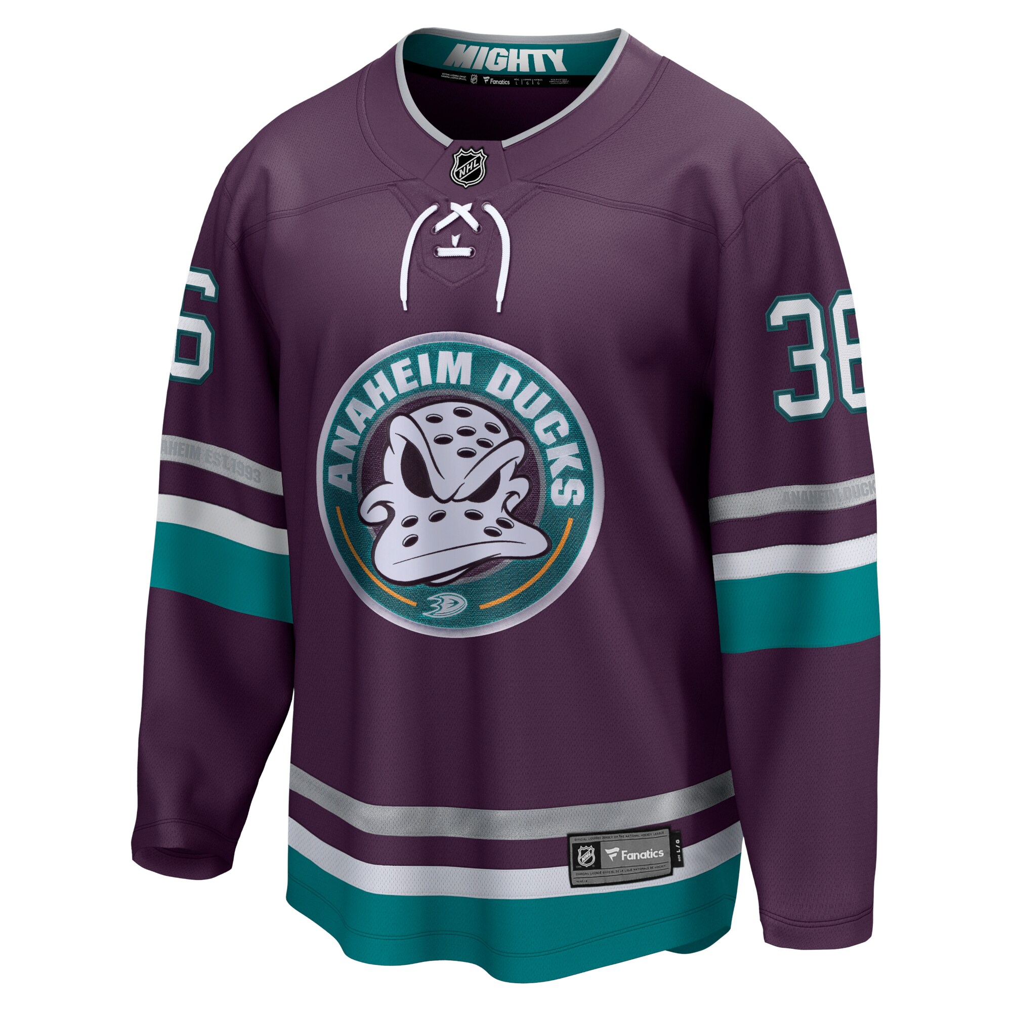 John Gibson Anaheim Ducks Fanatics 30th Anniversary Premier Breakaway Jersey - Purple