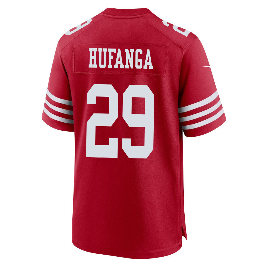 Talanoa Hufanga 29 San Francisco 49ers Super Bowl LVIII Patch Game Men Jersey - Scarlet