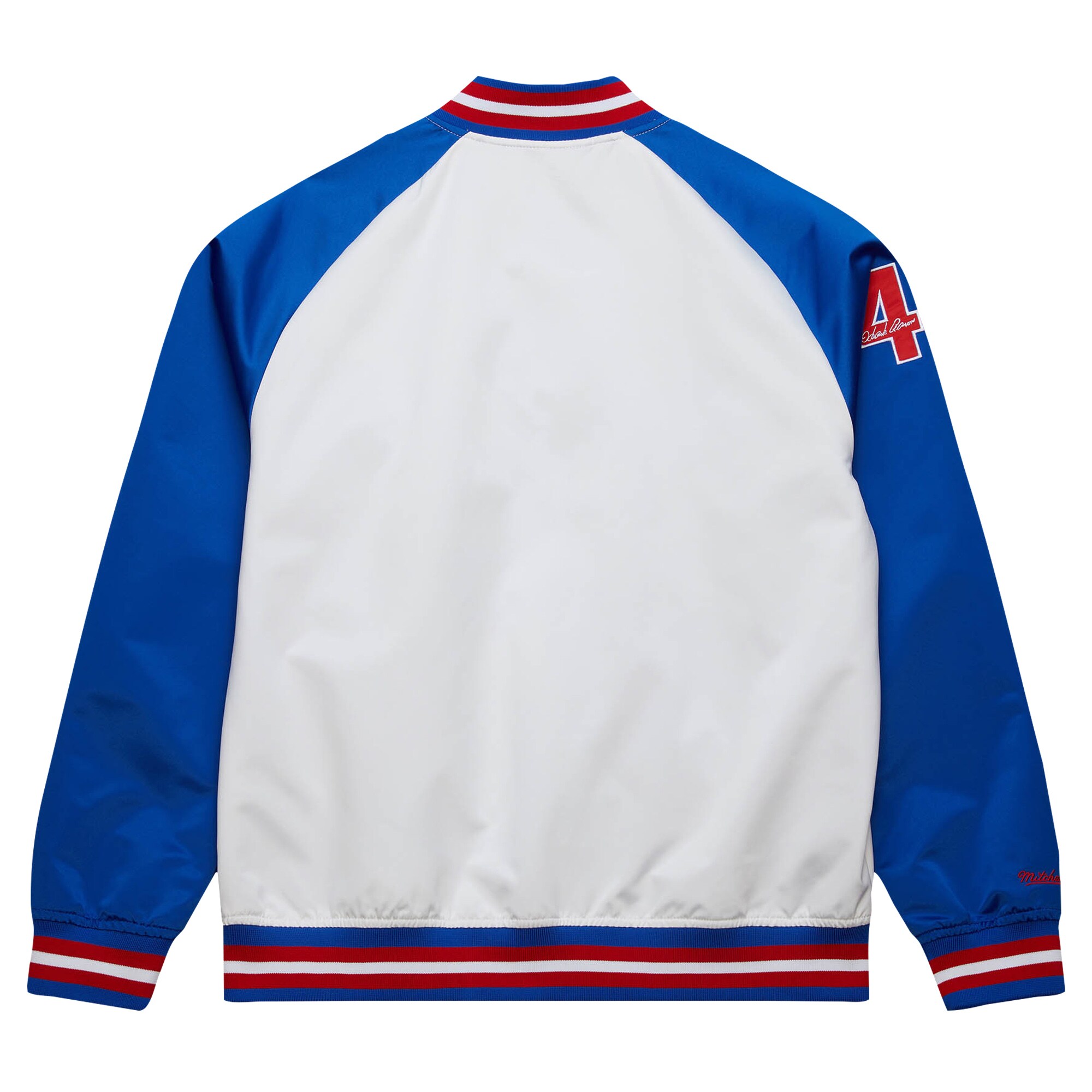 Hank Aaron Atlanta Braves Mitchell & Ness Cooperstown Collection Legends Lightweight Satin Raglan Full-Snap Jacket - White\/Royal