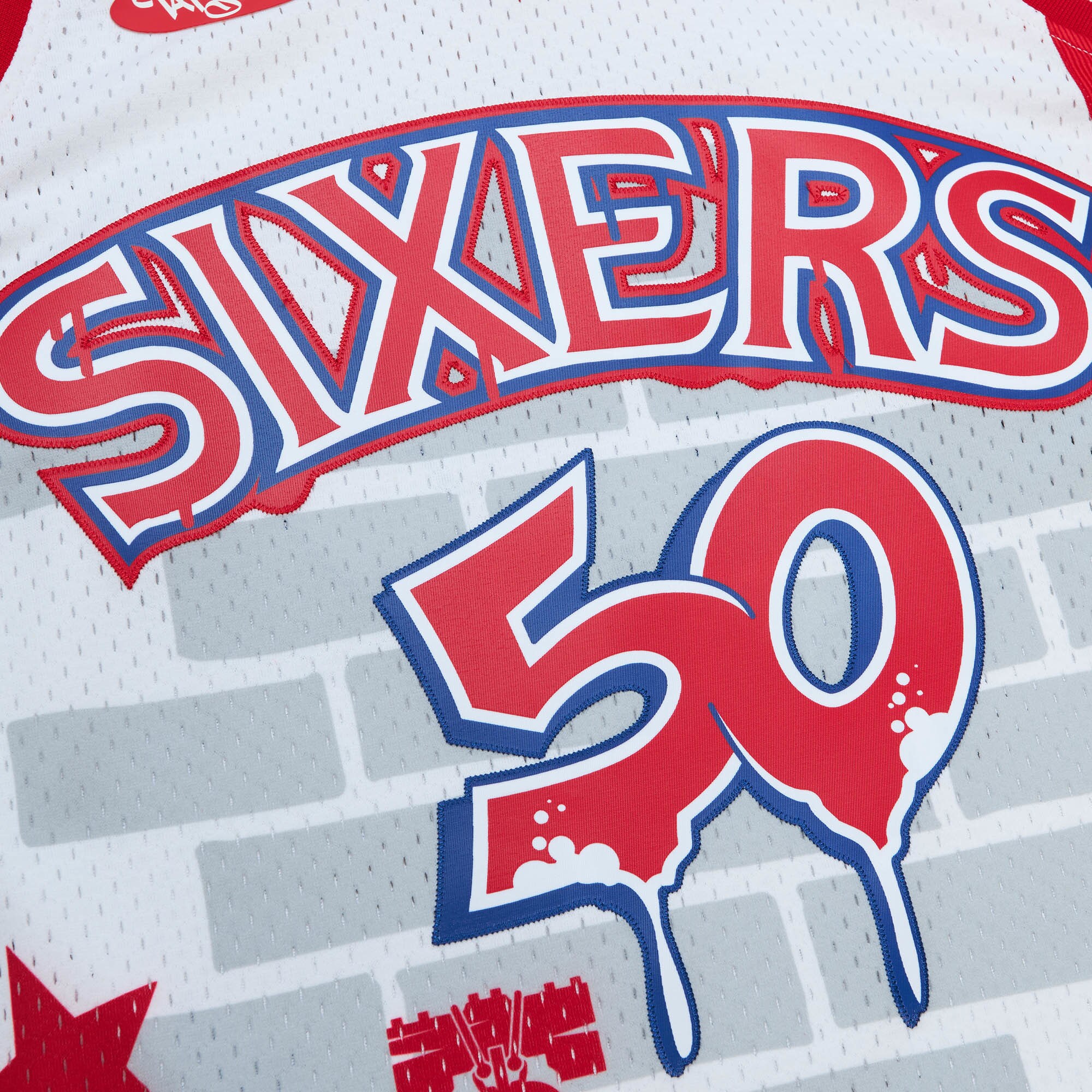 Philadelphia 76ers Mitchell & Ness x Tats Cru Hardwood Classics Fashion Jersey - White