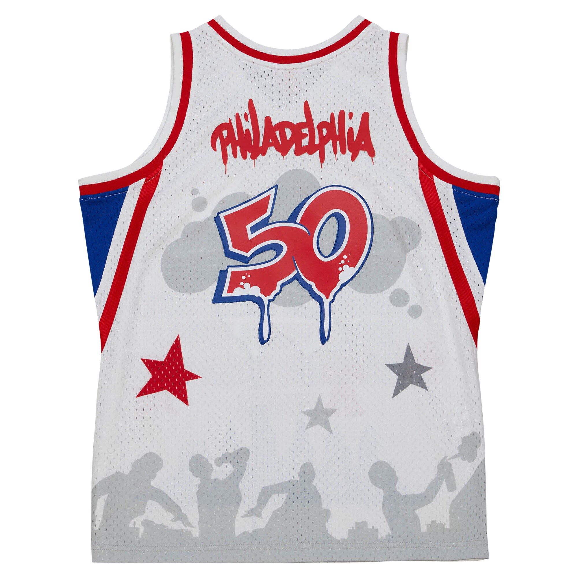 Philadelphia 76ers Mitchell & Ness x Tats Cru Hardwood Classics Fashion Jersey - White