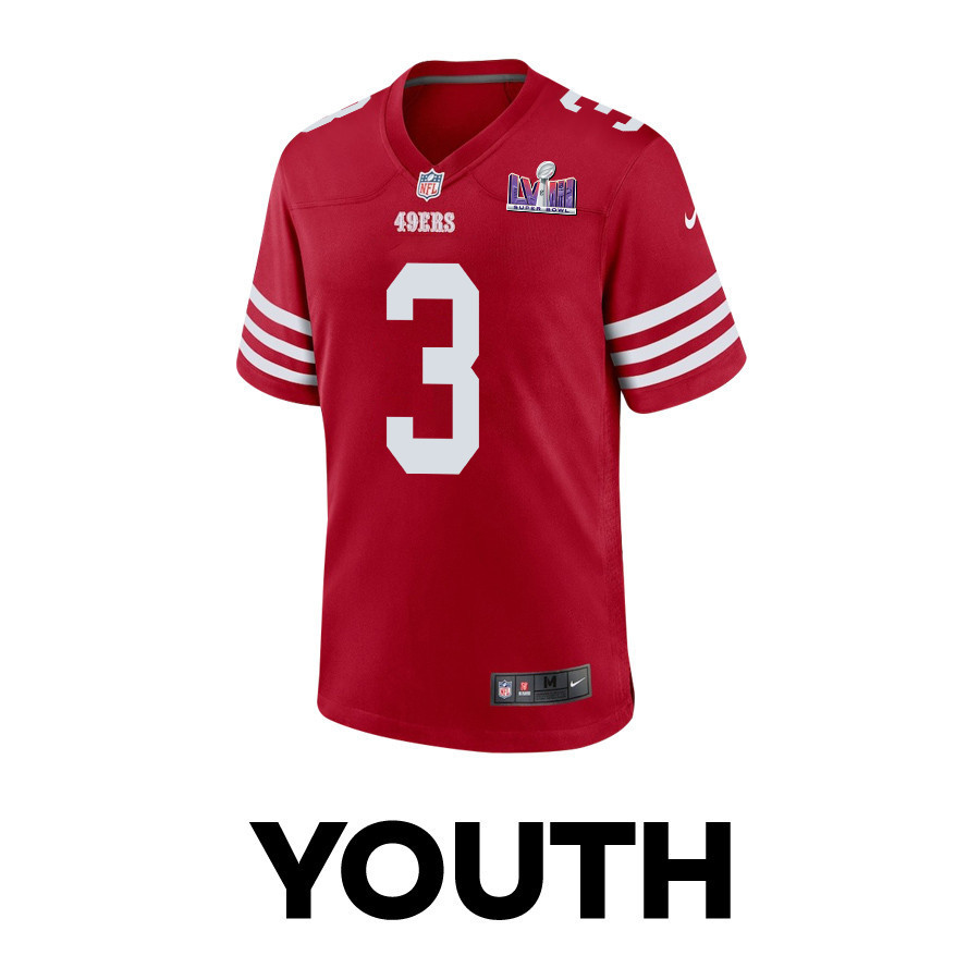 Ray-Ray McCloud III 3 San Francisco 49ers Super Bowl LVIII Patch Game YOUTH Jersey - Scarlet