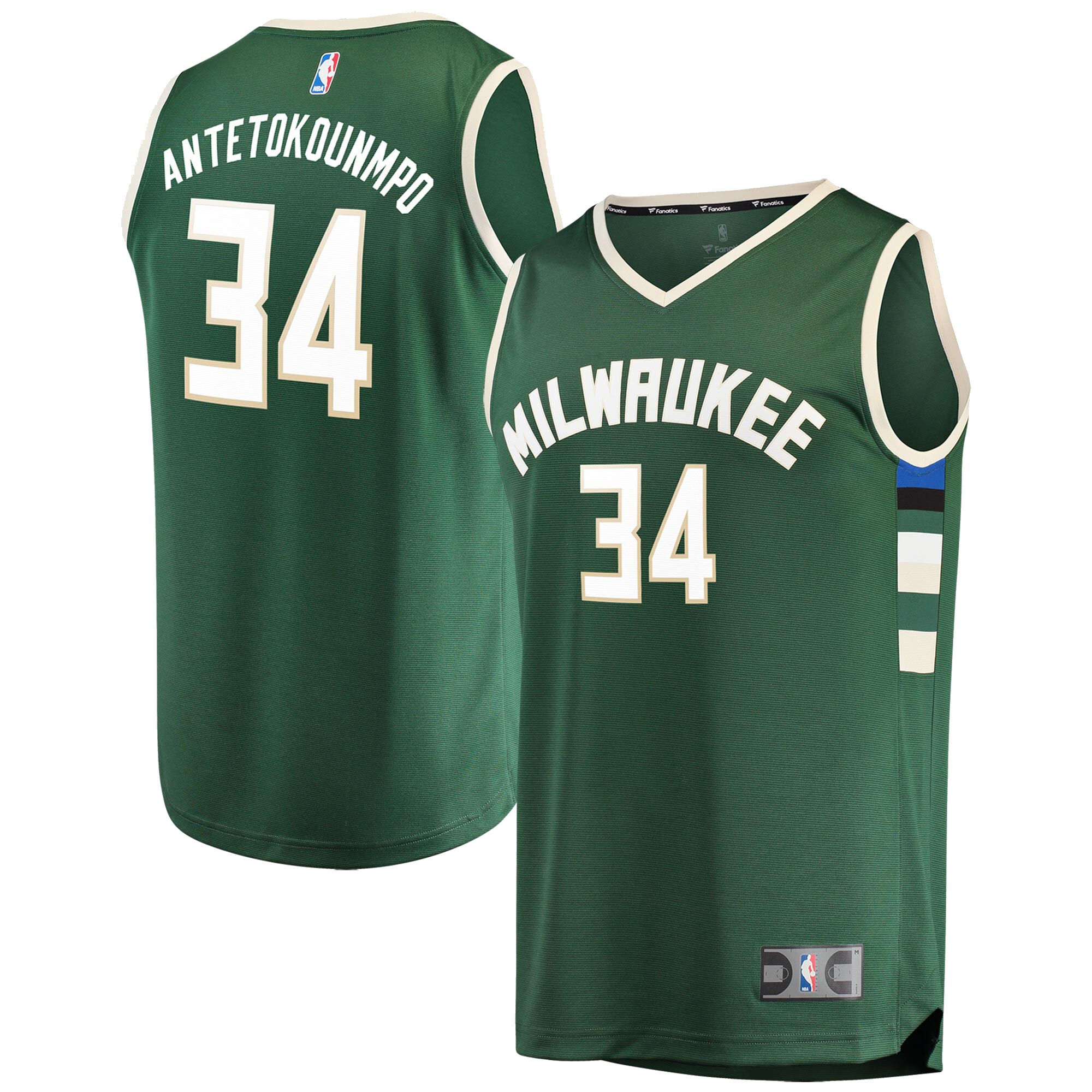 Giannis Antetokounmpo Milwaukee Bucks Fanatics Youth Fast Break Replica Jersey Hunter Green - Icon Edition