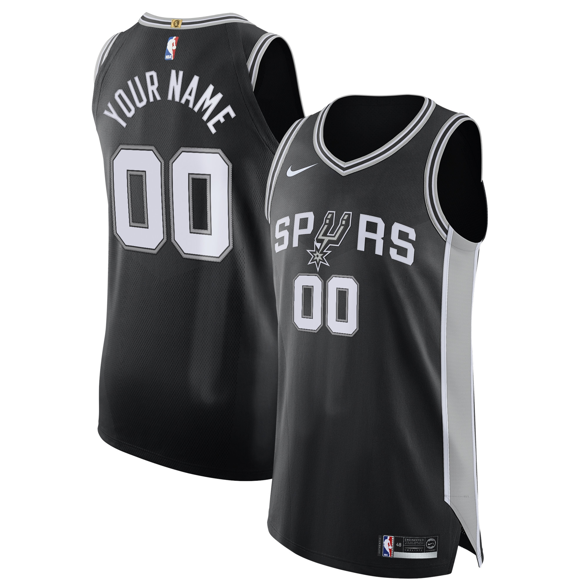 San Antonio Spurs  Authentic Custom Jersey Black - Icon Edition