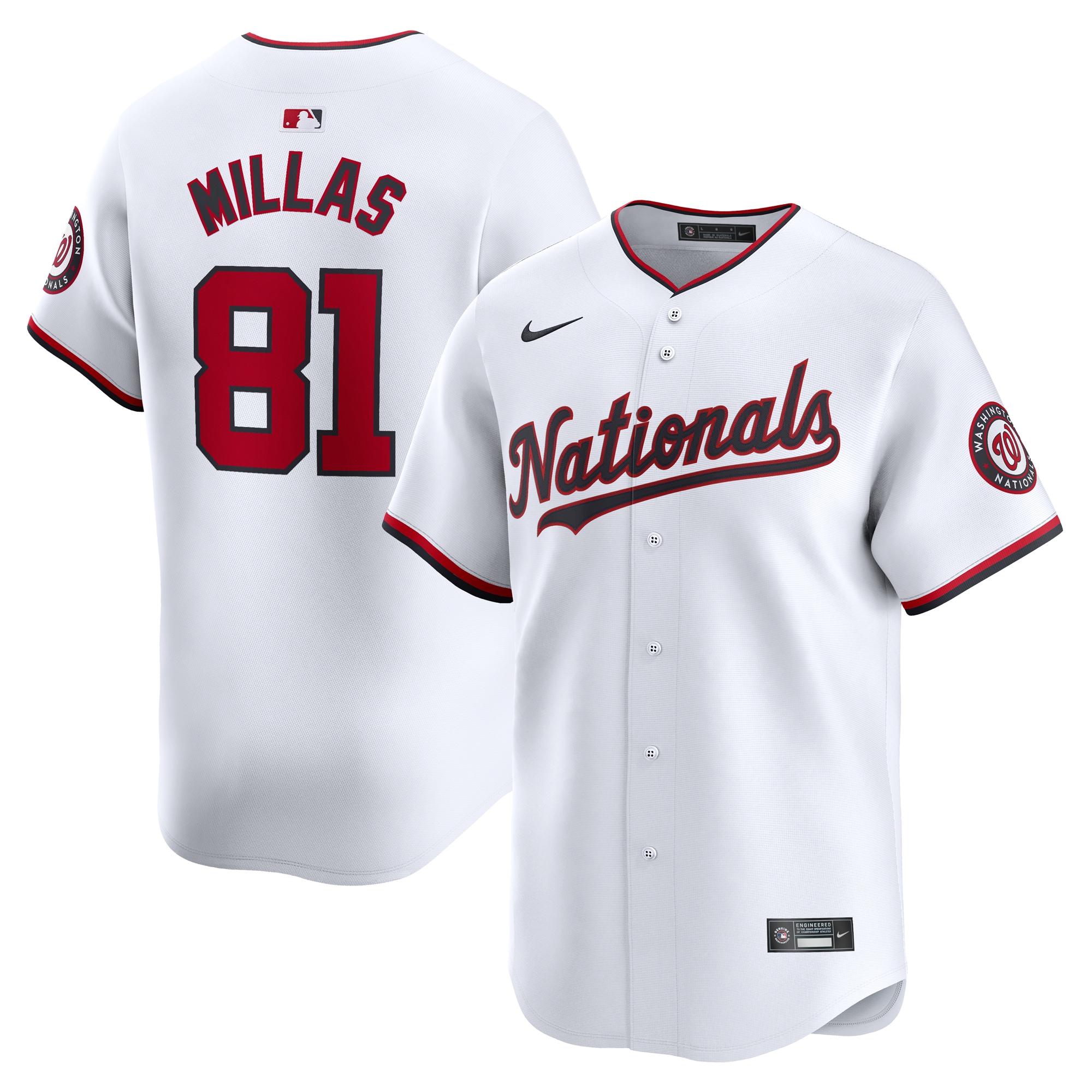 Drew Millas Washington Nationals  Home Limited Player Jersey - White