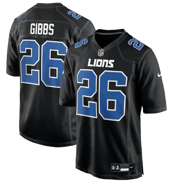 Detroit Lions Jahmyr Gibbs Carbon Black Fashion Jersey