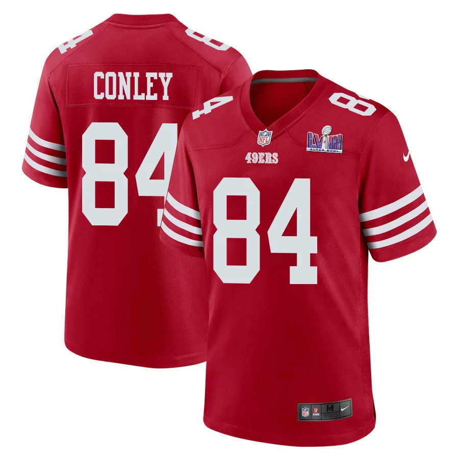 Chris Conley 84 San Francisco 49ers Super Bowl LVIII Patch Game Men Jersey - Scarlet