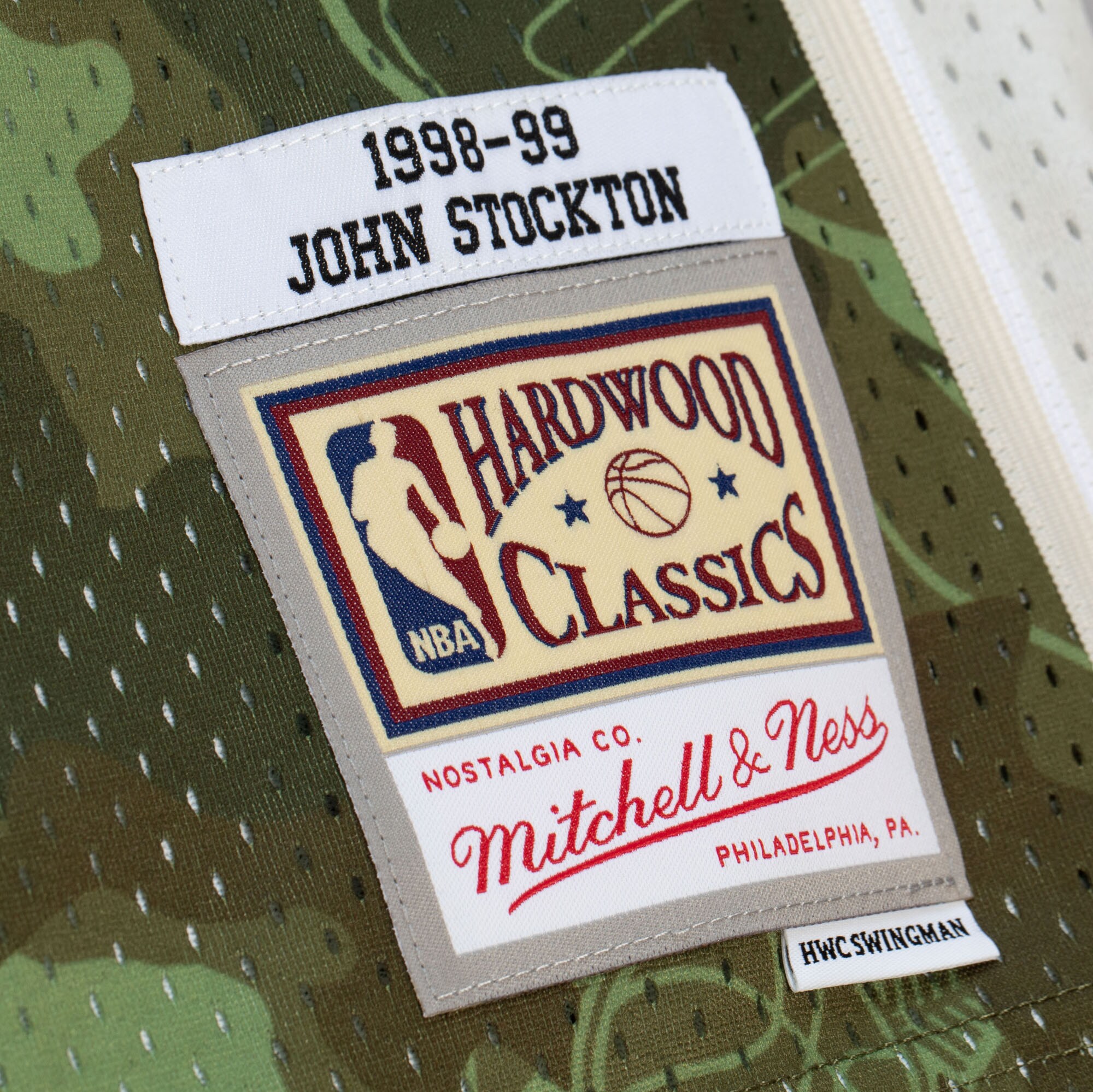 John Stockton Utah Jazz Mitchell & Ness Hardwood Classics 1998\/99 Ghost Green Swingman Jersey - Camo