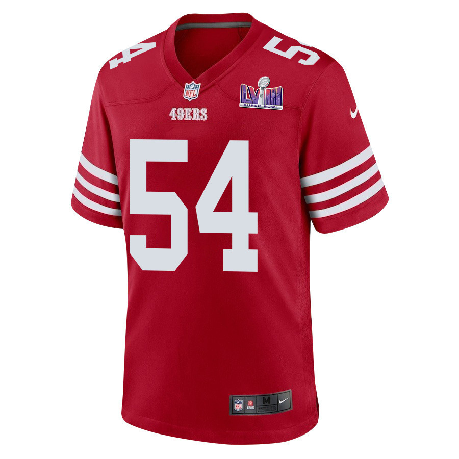 Fred Warner 54 San Francisco 49ers Super Bowl LVIII Patch Game Men Jersey - Scarlet