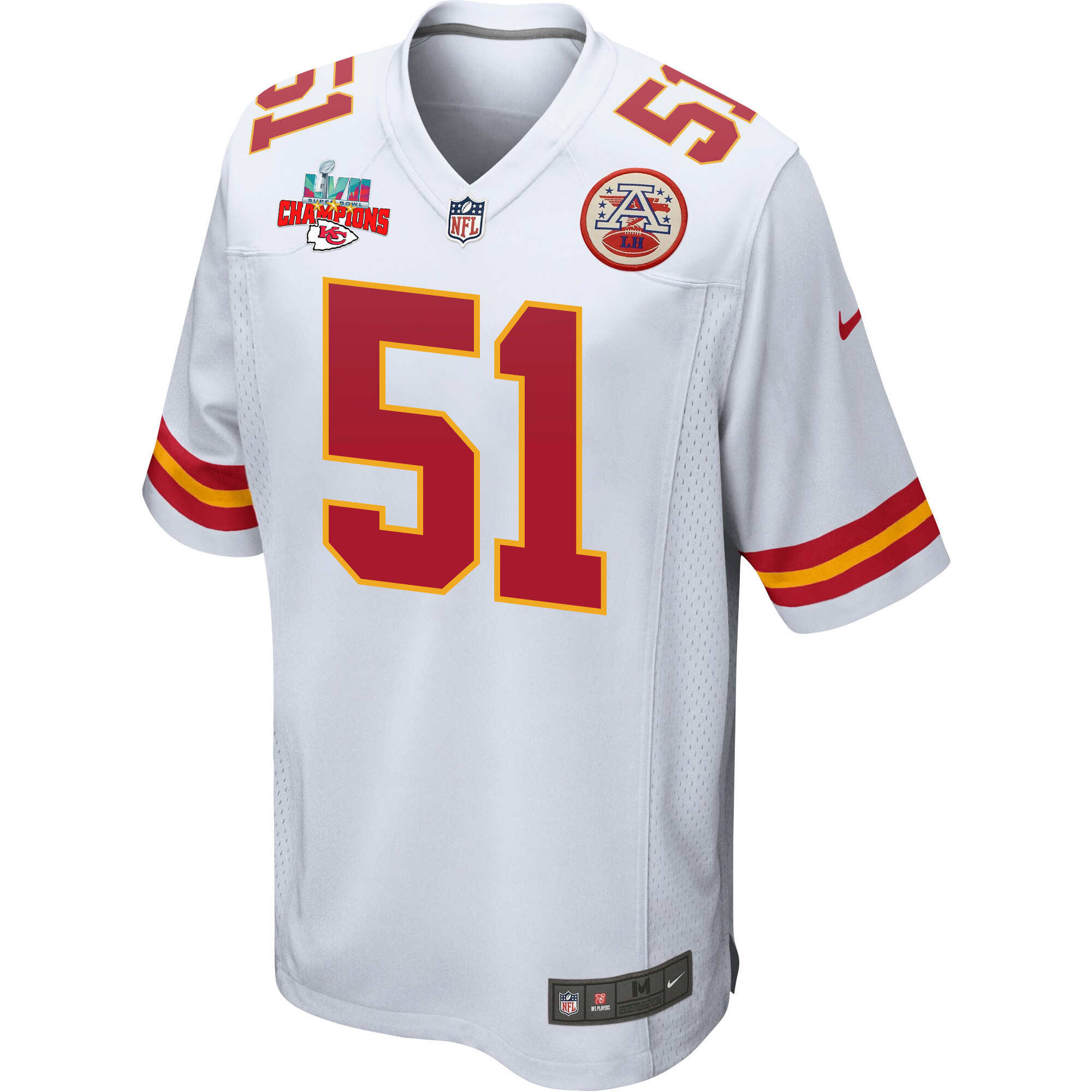 Mike Danna 51 Kansas City Chiefs Super Bowl LVII Champions 3 Stars Men Game Jersey - White