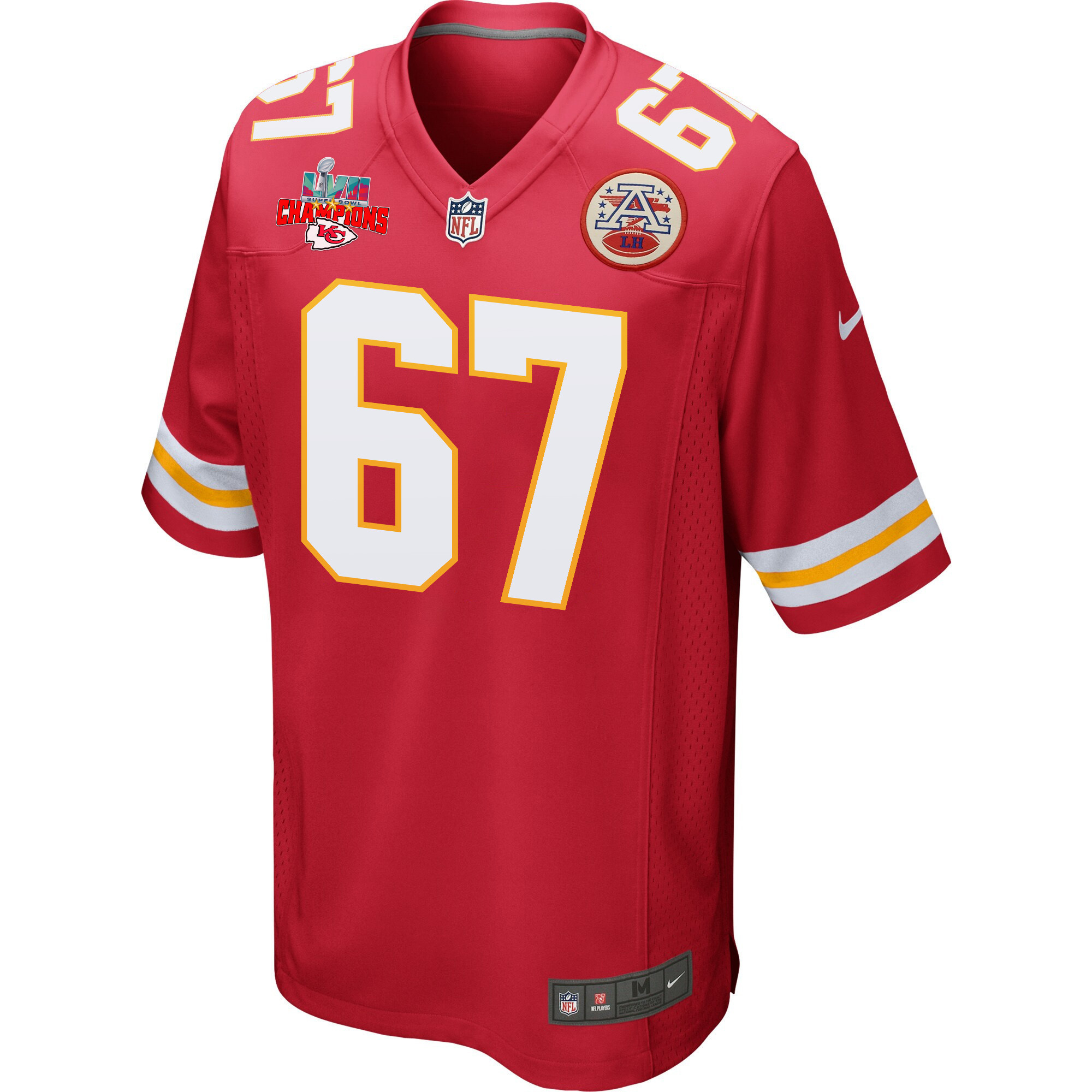 Lucas Niang 67 Kansas City Chiefs Super Bowl LVII Champions 3 Stars Men Game Jersey - Red