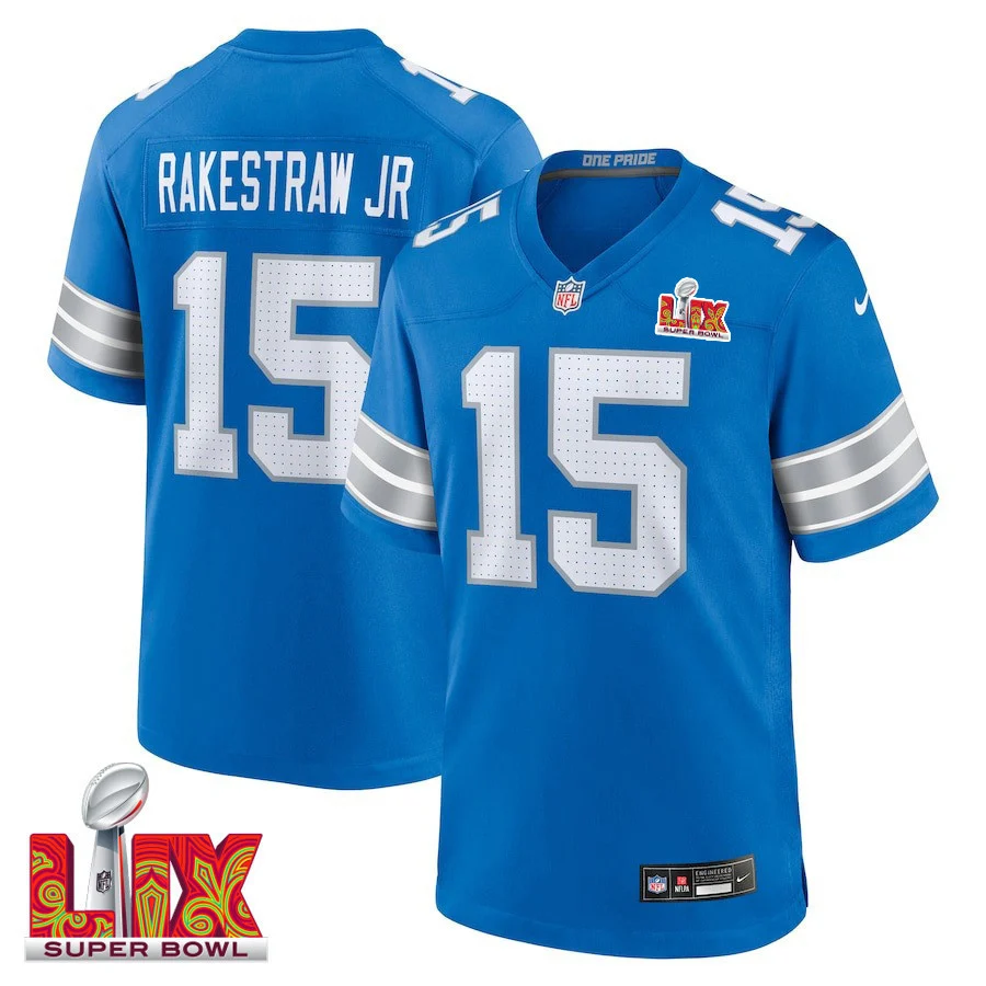 Ennis Rakestraw Jr. #15 Detroit Lions Super Bowl LIX Jersey - Men's - Blue