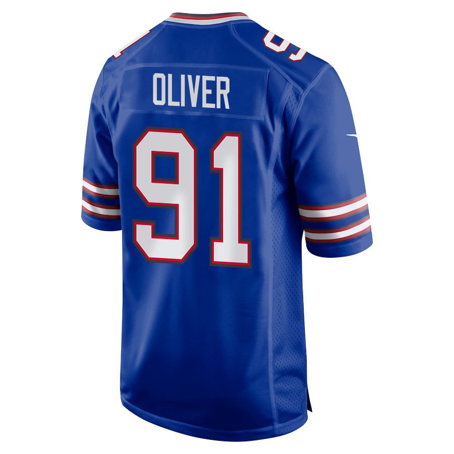 Ed Oliver 91 Buffalo Bills Super Bowl LIX New Orleans Patch Game Men Jersey - Royal