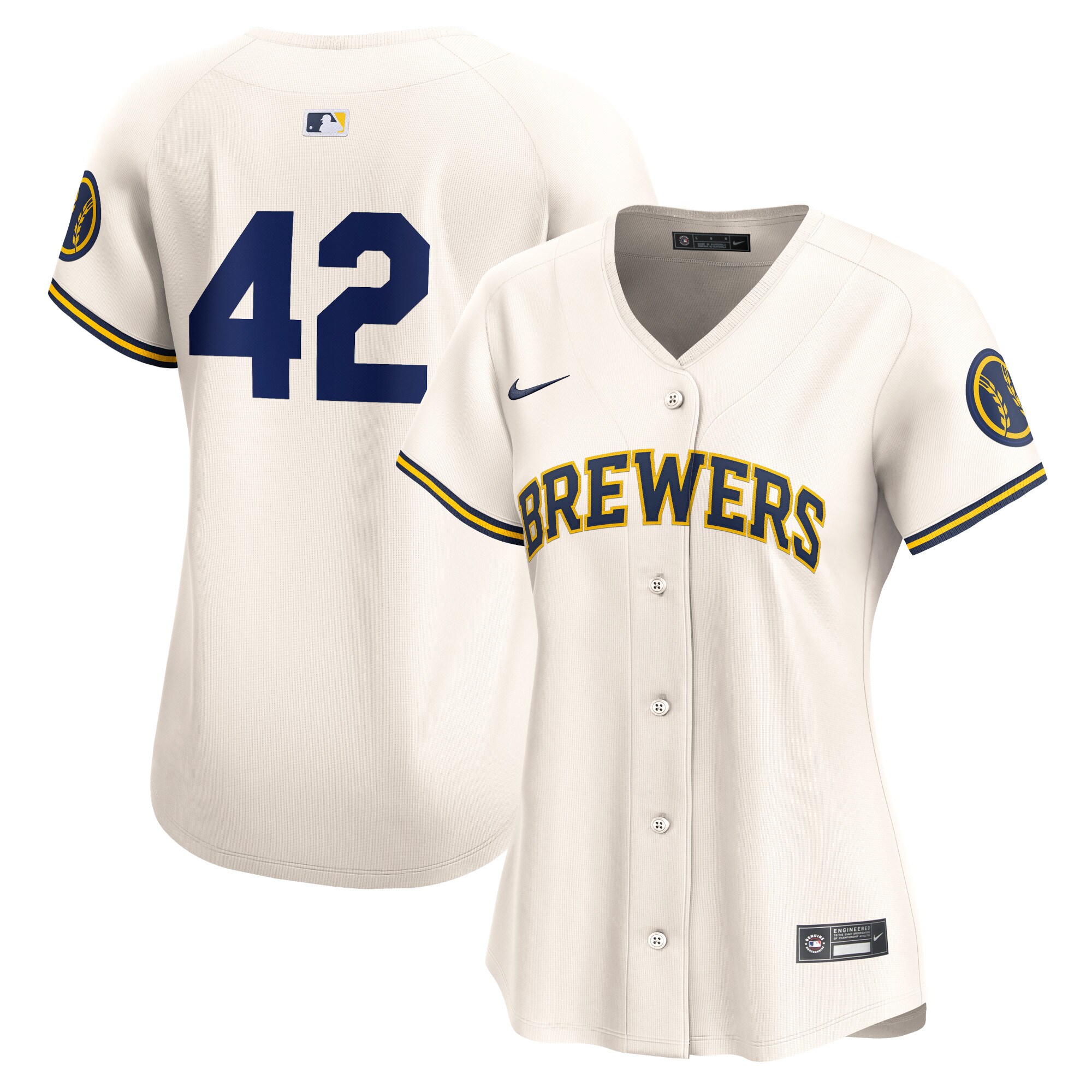 Milwaukee Brewers Women's 2024 Jackie Robinson Day Home Limited Jersey Cream