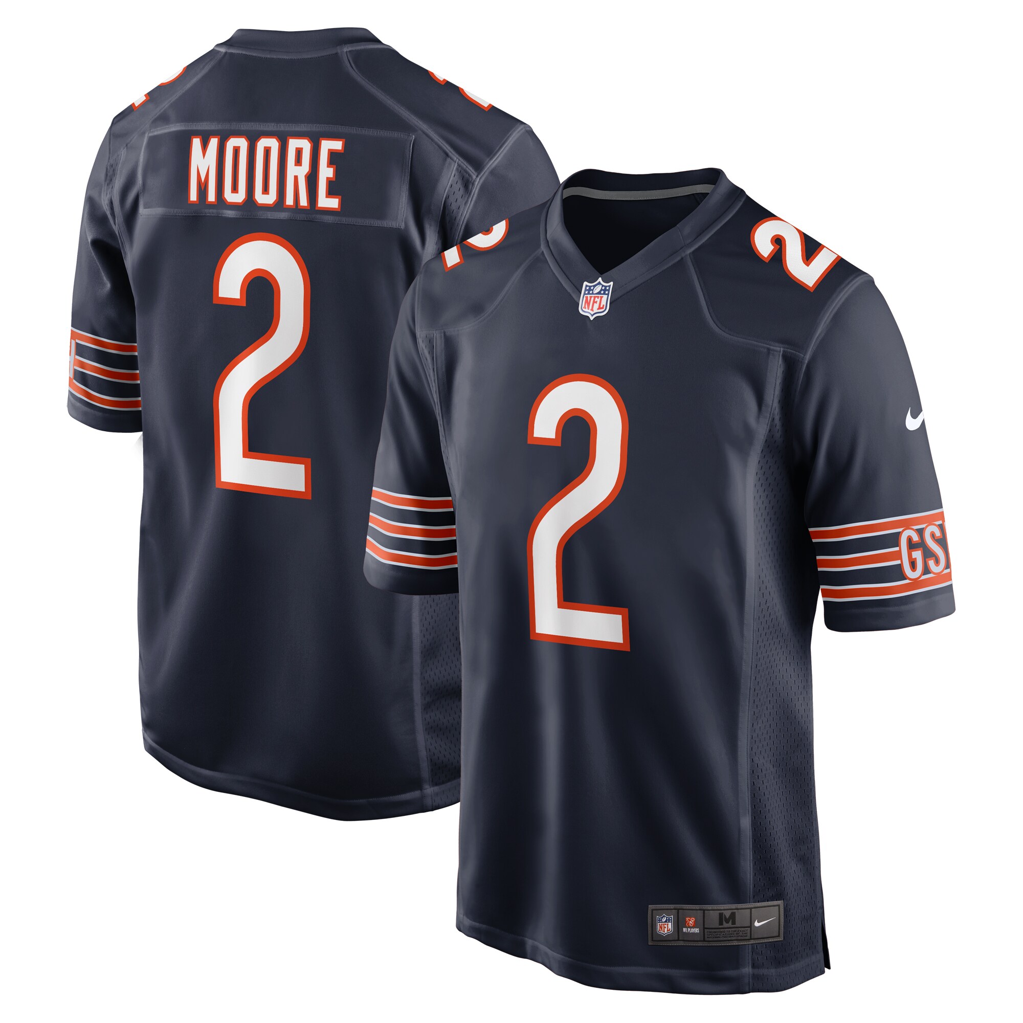 D.J. Moore Chicago Bears  Team Color Game Jersey - Navy