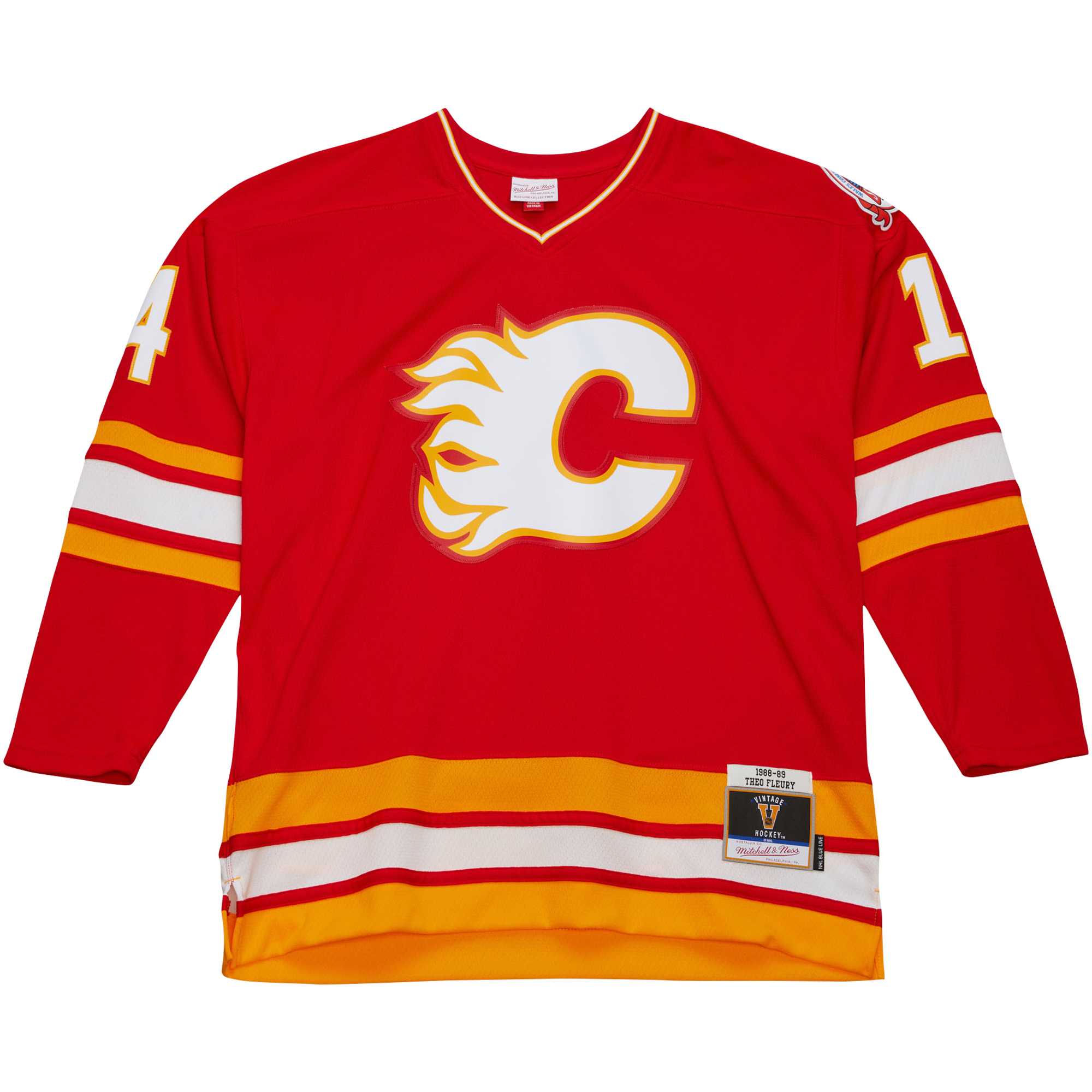 Theoren Fleury Calgary Flames Mitchell & Ness 1988\/89 Blue Line Player Jersey - Red