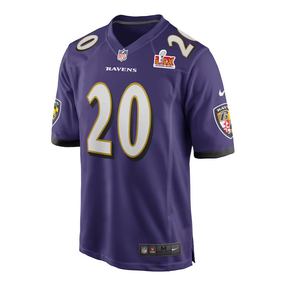 Ed Reed #20 Baltimore Ravens Super Bowl LIX Jersey - Men's - Purple