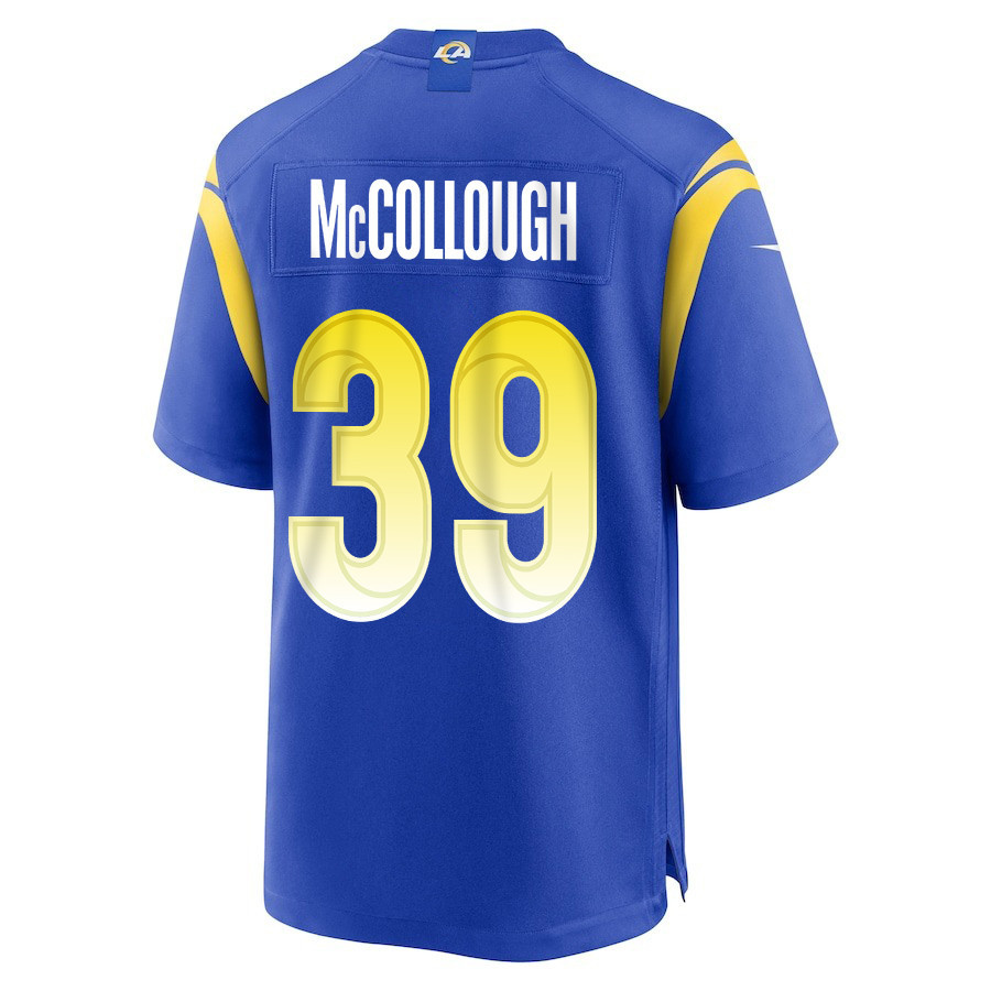 Jaylen McCollough 39 Los Angeles Rams Super Bowl LIX New Orleans Patch Game Men Jersey - Royal