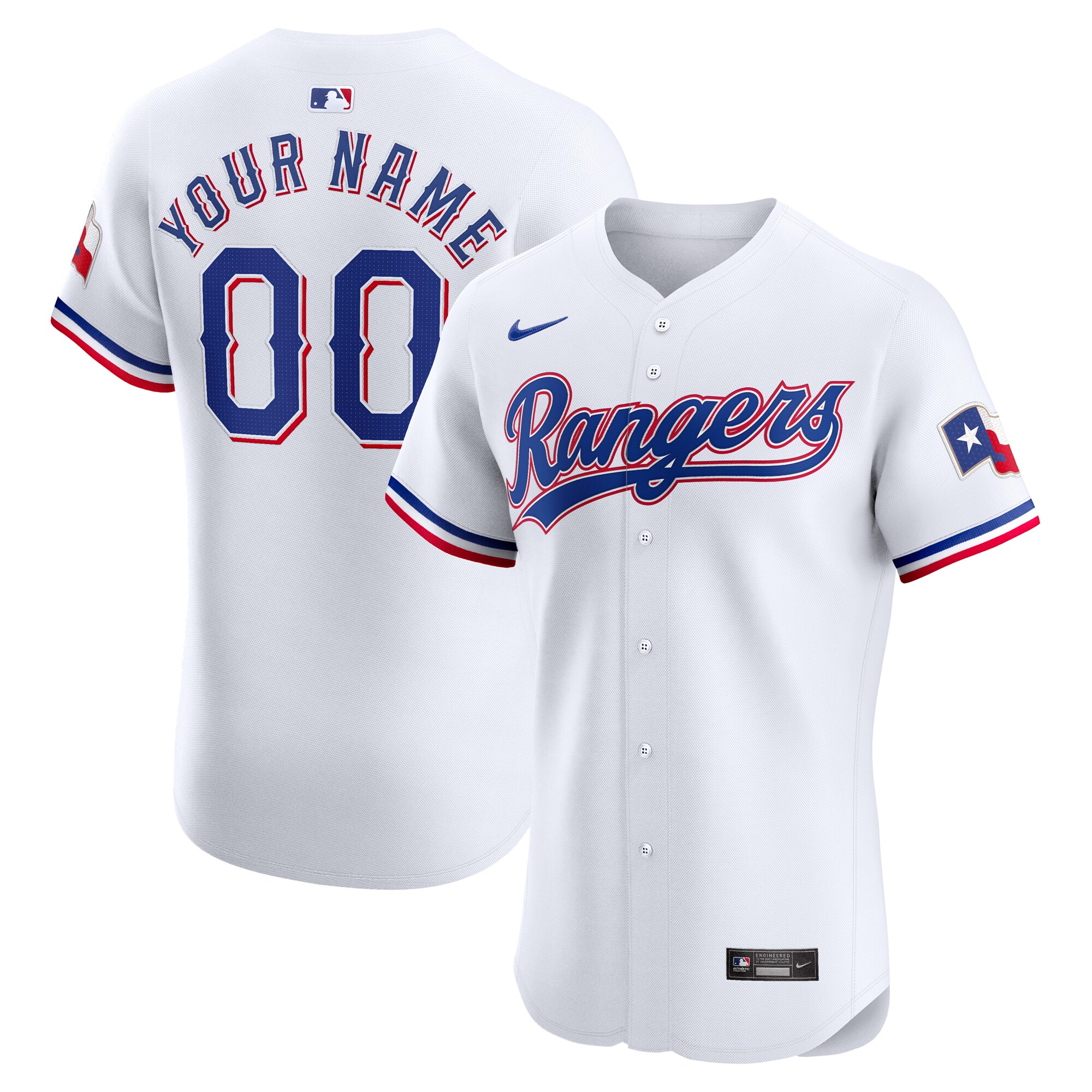 Texas Rangers  Home Elite Custom Jersey - White