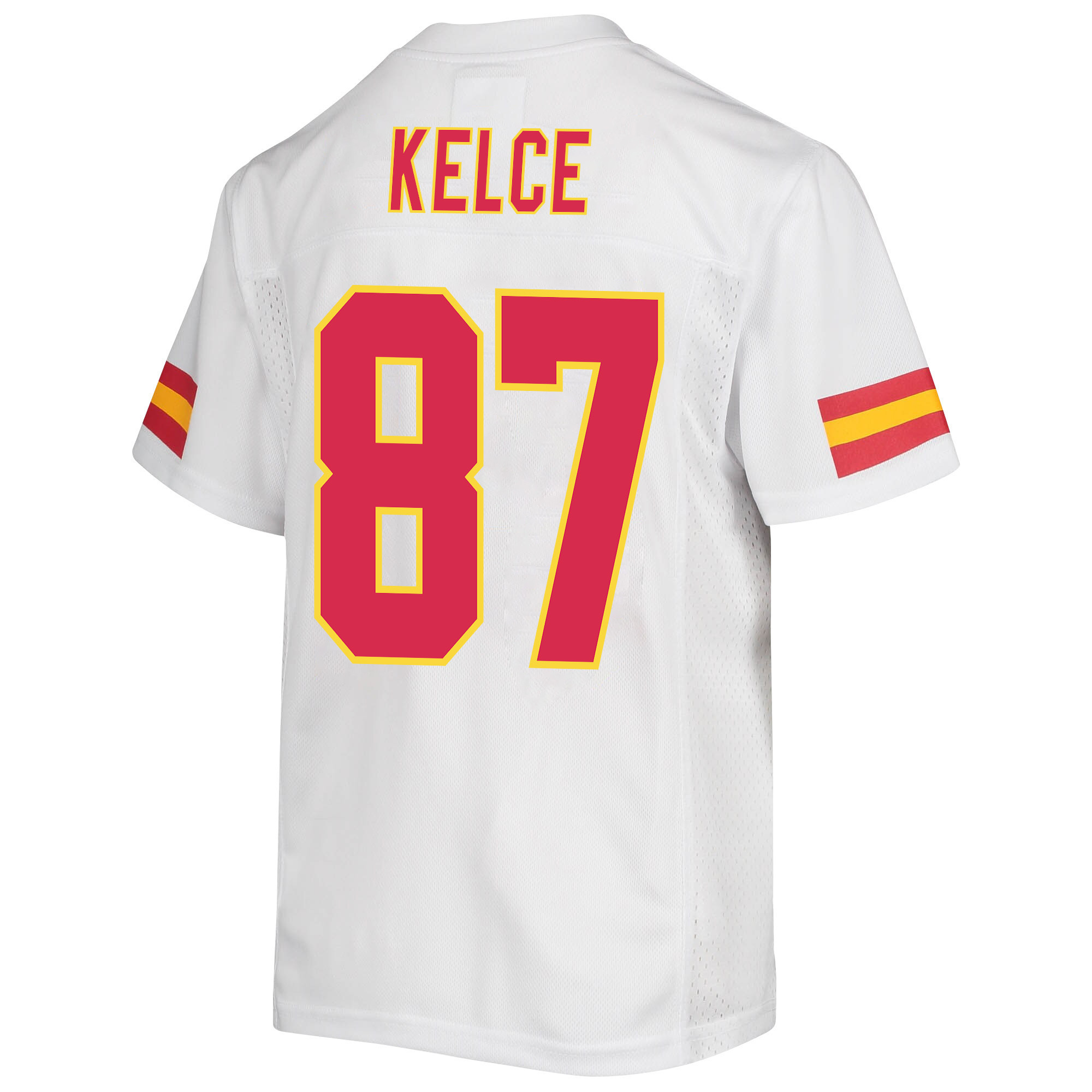 Travis Kelce 87 Kansas City Chiefs Super Bowl LVII Champions 3 Stars Youth Game Jersey - White