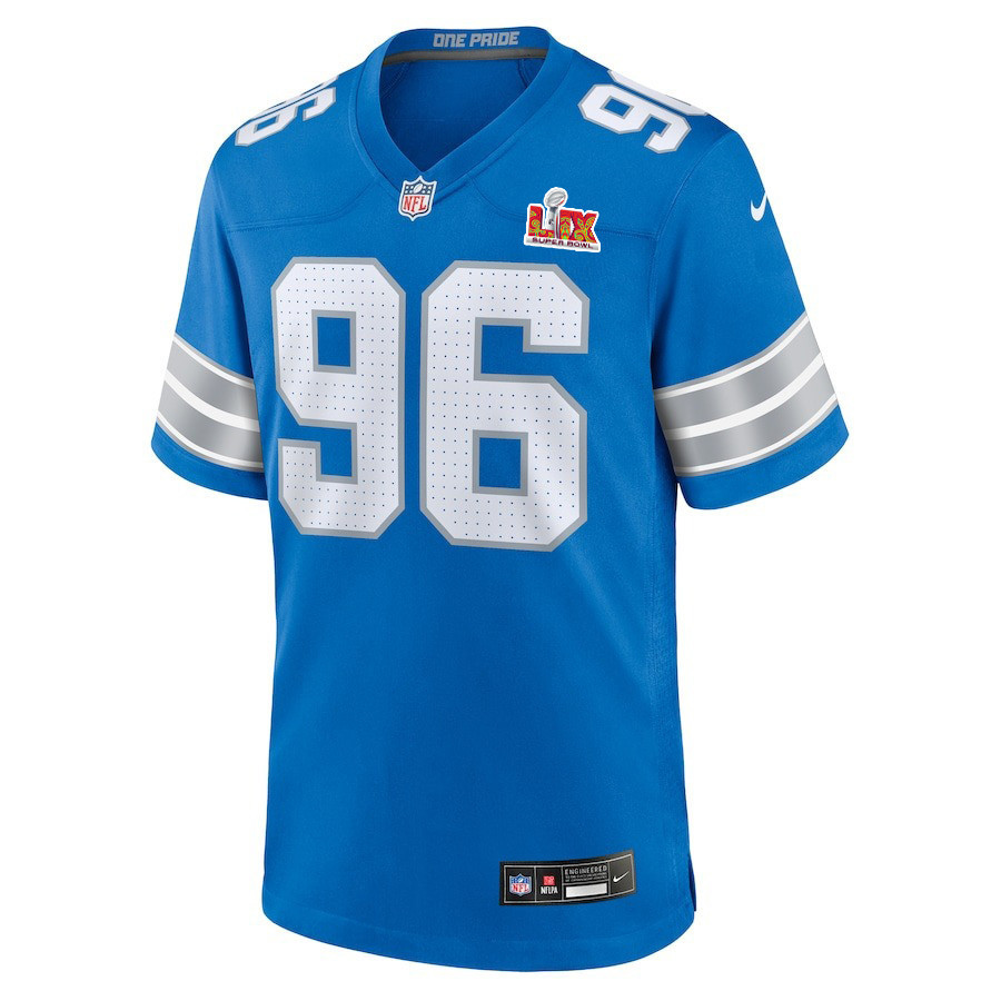 Kyle Peko #96 Detroit Lions Super Bowl LIX Jersey - Men's - Blue