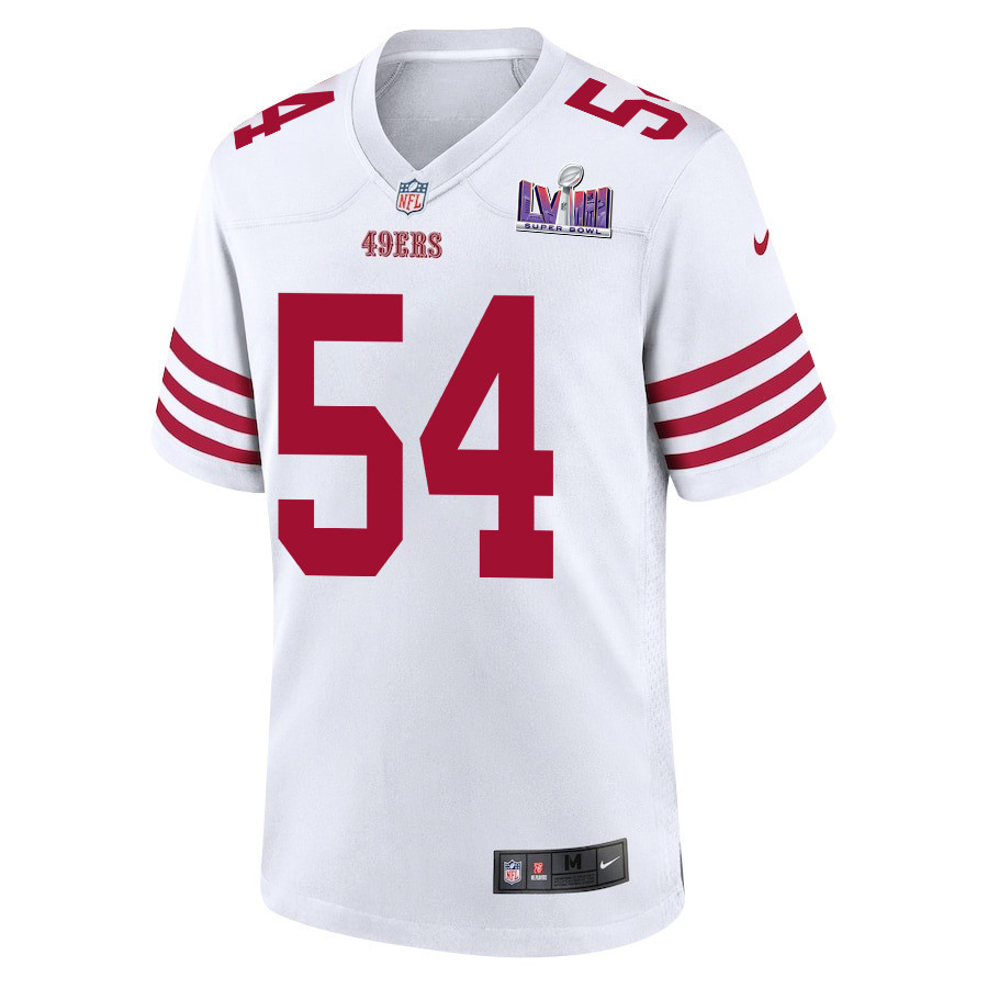 Fred Warner 54 San Francisco 49ers Super Bowl LVIII Patch Game Men Jersey - White