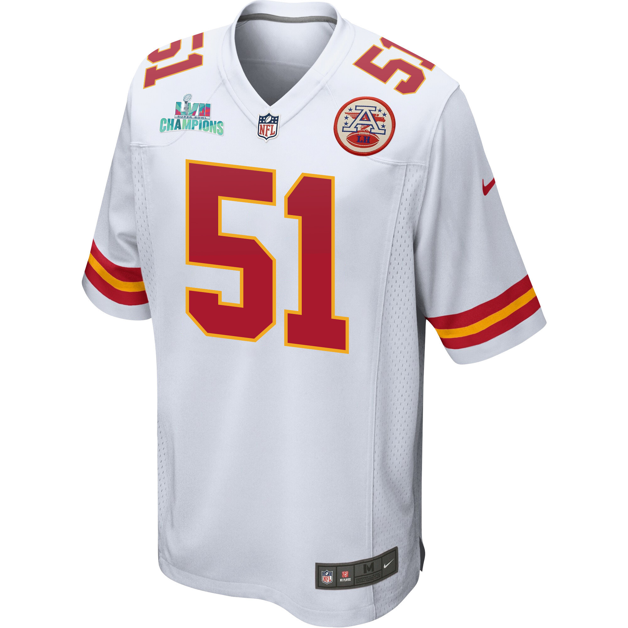 Mike Danna 51 Kansas City Chiefs Super Bowl LVII Champions Men Game Jersey - White
