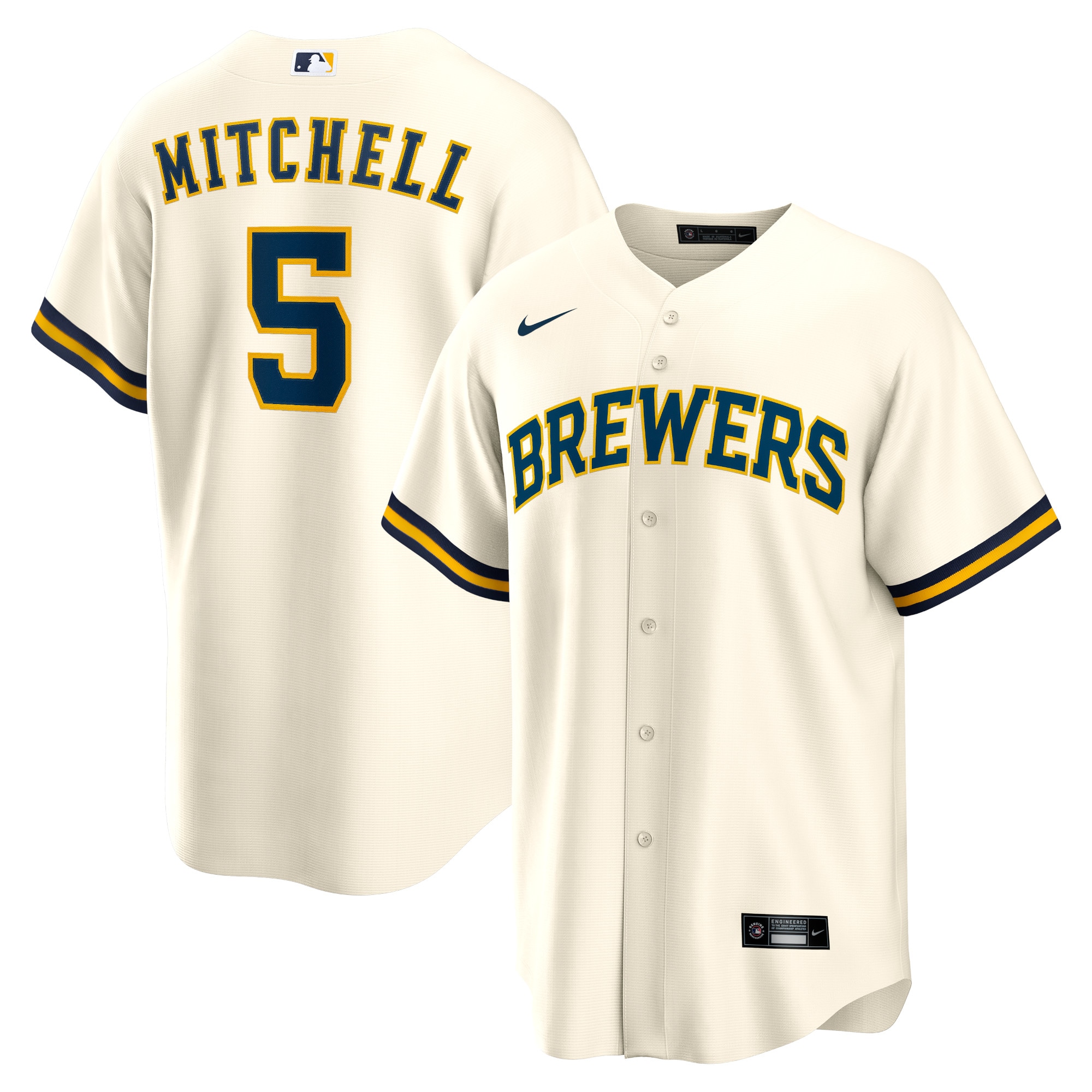 Garrett Mitchell Milwaukee Brewers  Replica Player Jersey - Cream