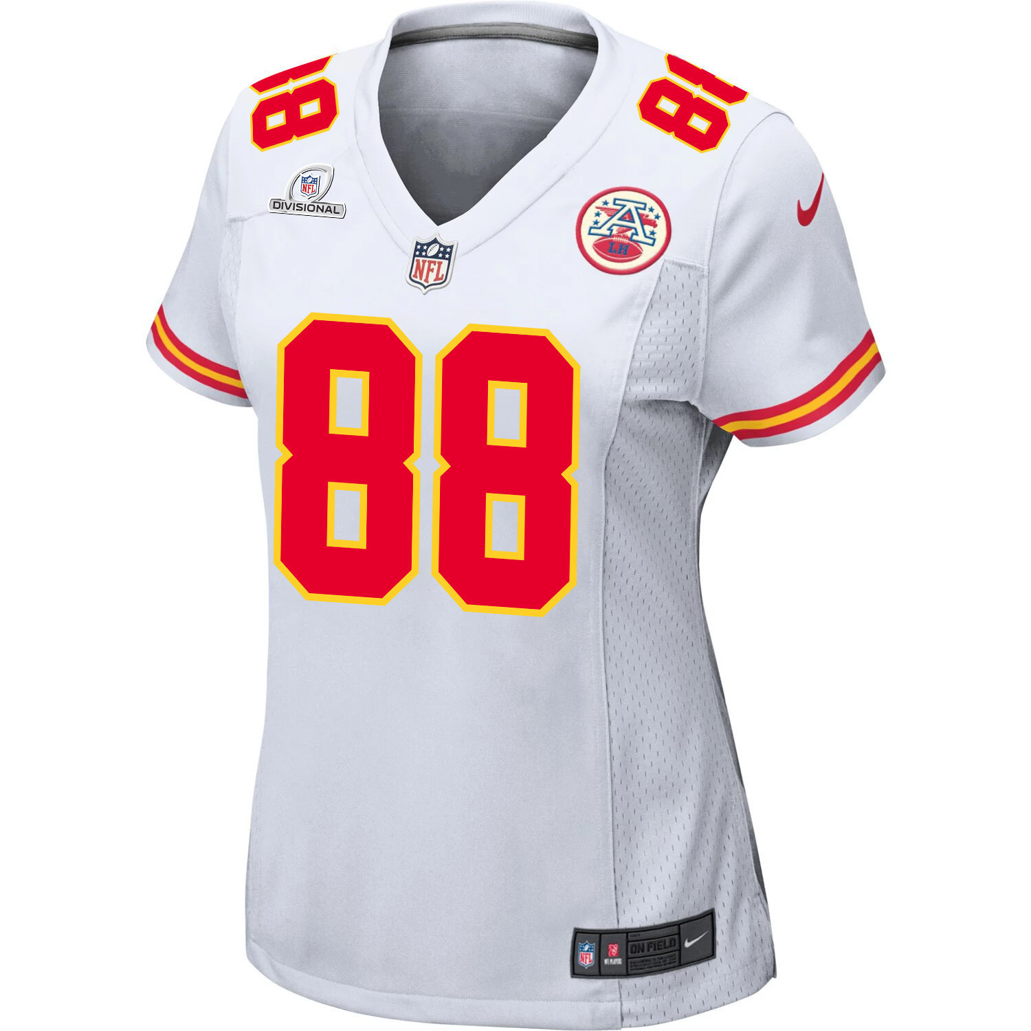 Jody Fortson 88 Kansas City Chiefs Super Bowl LVIII Patch Game Women Jersey - White