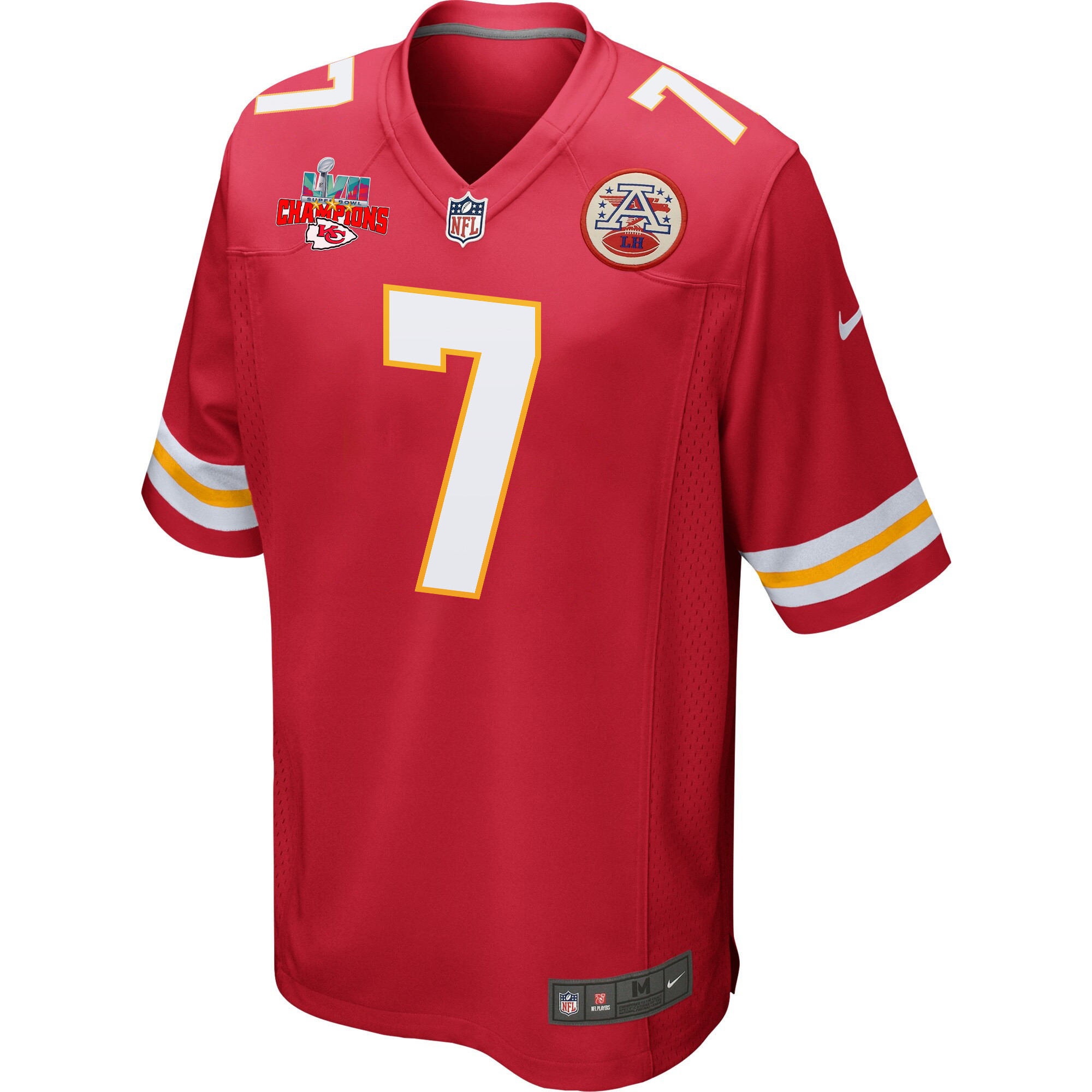 Harrison Butker 7 Kansas City Chiefs Super Bowl LVII Champions 3 Stars Men Game Jersey - Red