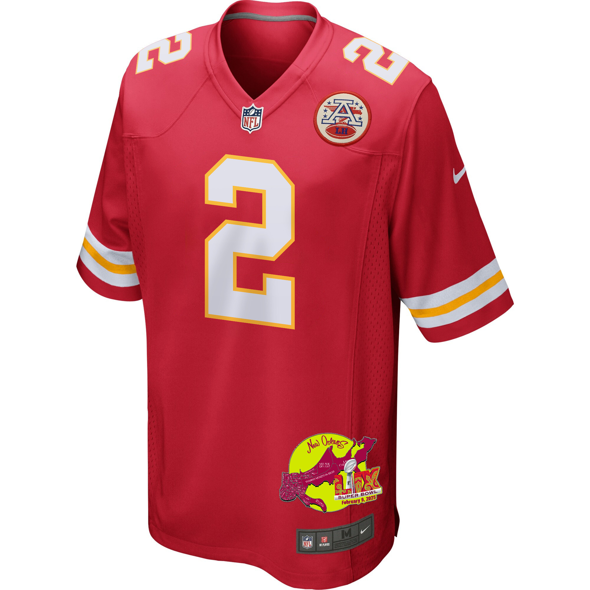 Joshua Williams 2 Kansas City Chiefs Super Bowl LIX New Orleans Patch Game Men Jersey - Red