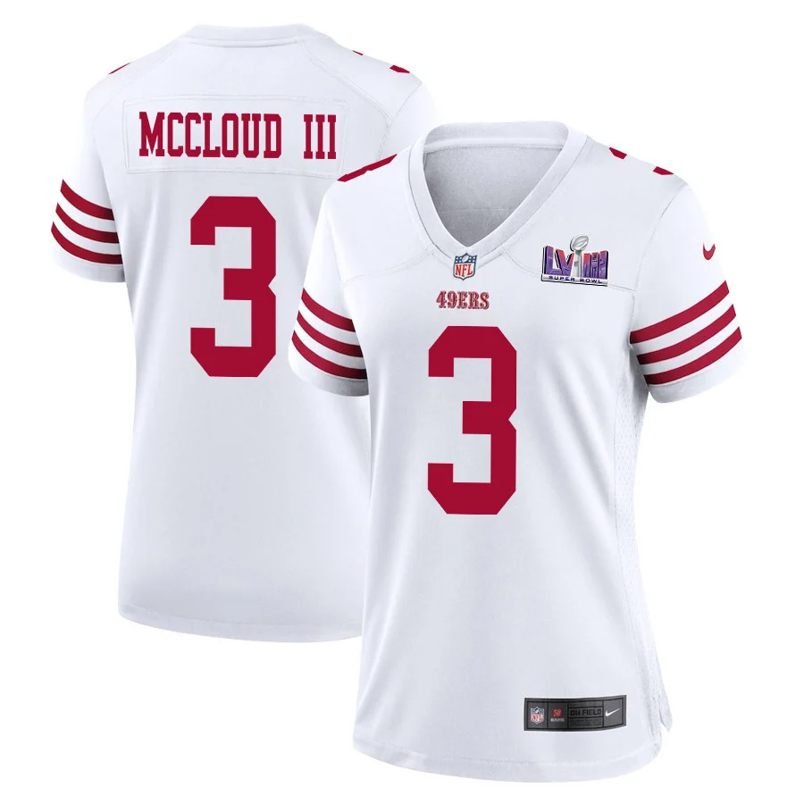 Ray-Ray McCloud III 3 San Francisco 49ers Super Bowl LVIII Patch Game Women Jersey - White