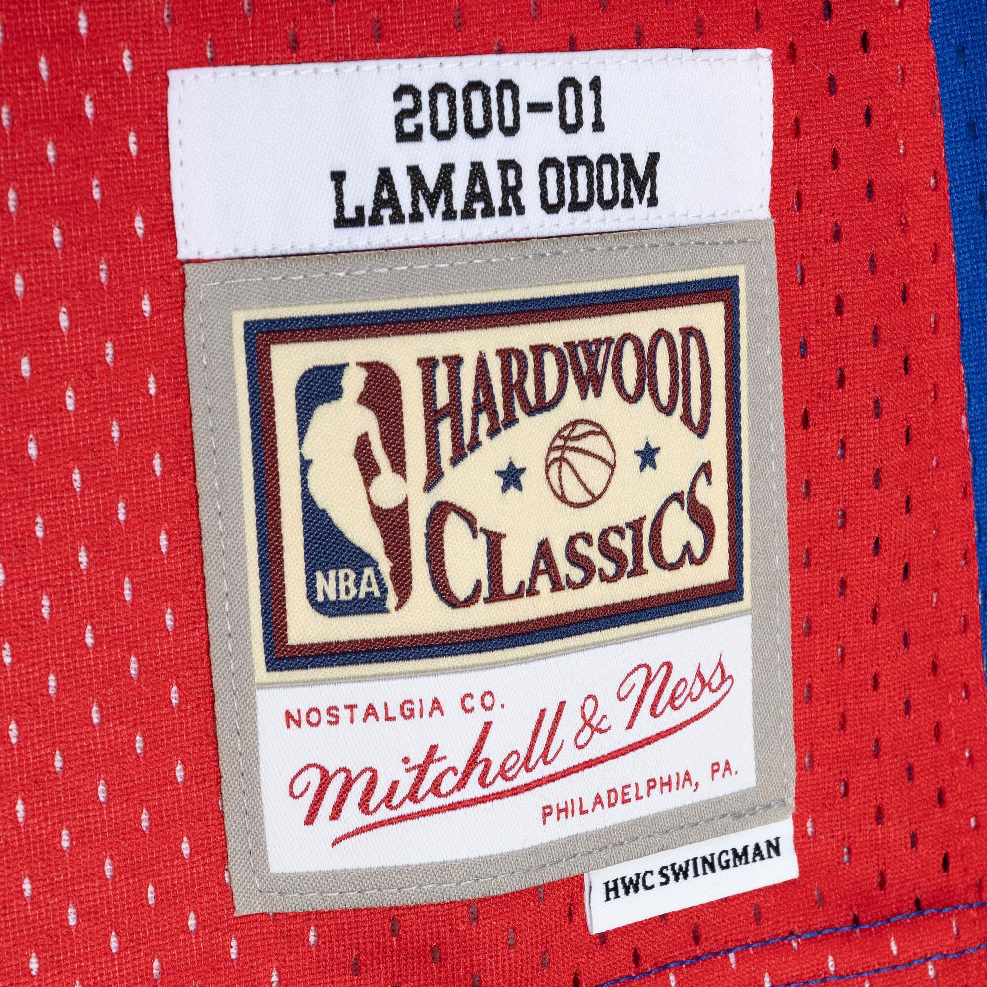 Lamar Odom LA Clippers Mitchell & Ness Hardwood Classics 2000\/01 Split Swingman Jersey - Royal\/Red