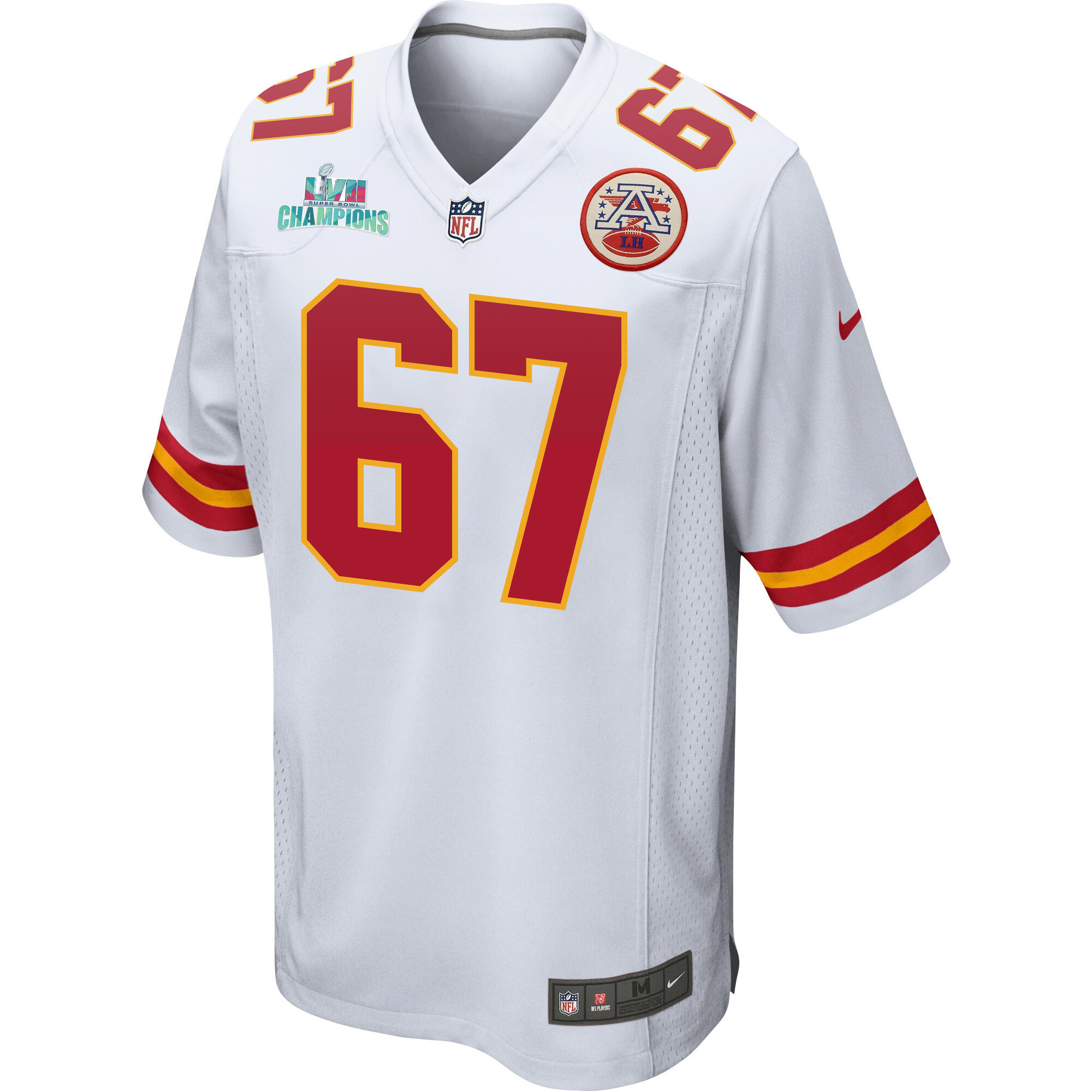 Lucas Niang 67 Kansas City Chiefs Super Bowl LVII Champions Men Game Jersey - White