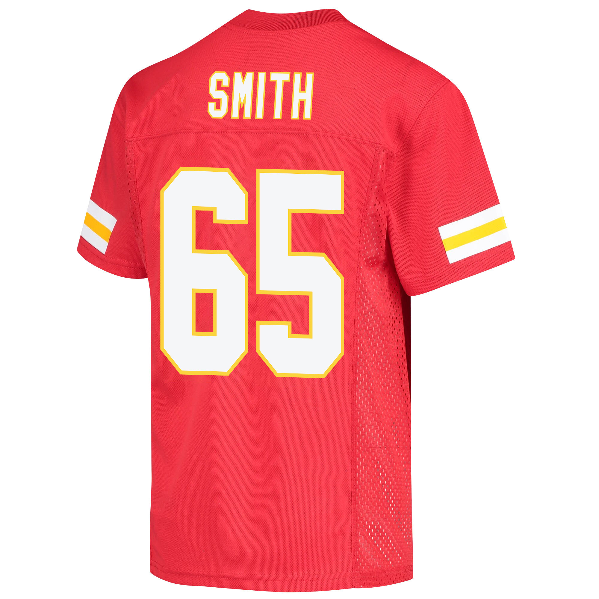 Trey Smith 65 Kansas City Chiefs Super Bowl LVII Champions 3 Stars Youth Game Jersey - Red