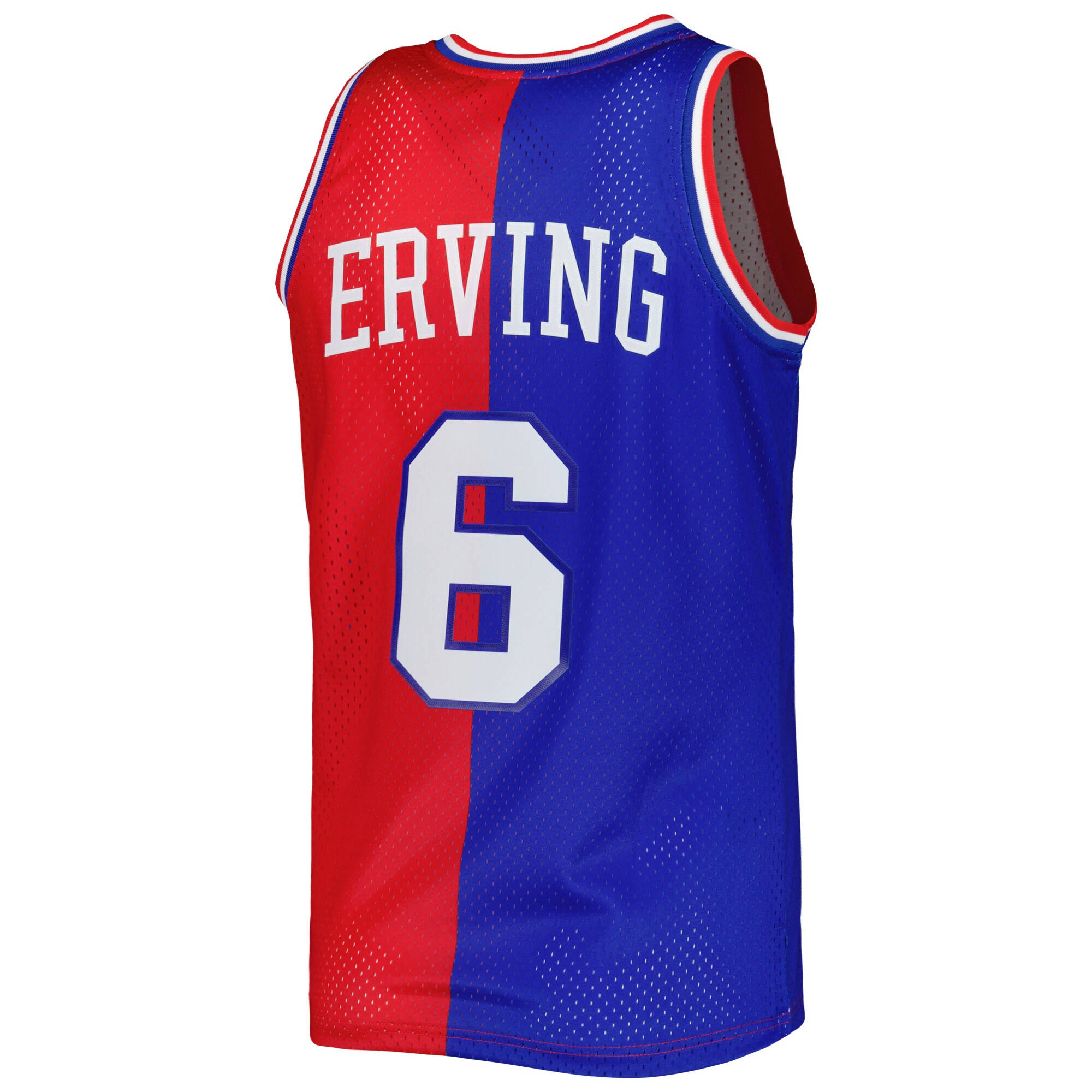 Julius Erving Philadelphia 76ers Mitchell & Ness Hardwood Classics 1982\/83 Split Swingman Jersey - Royal\/Red
