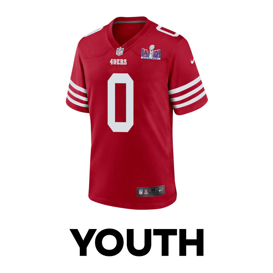 Samuel Womack III 0 San Francisco 49ers Super Bowl LVIII Patch Game YOUTH Jersey - Scarlet