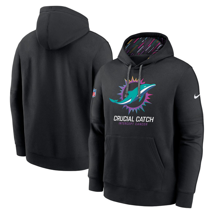 Miami Dolphins 2024 Crucial Catch Club Pullover Hoodie - Black