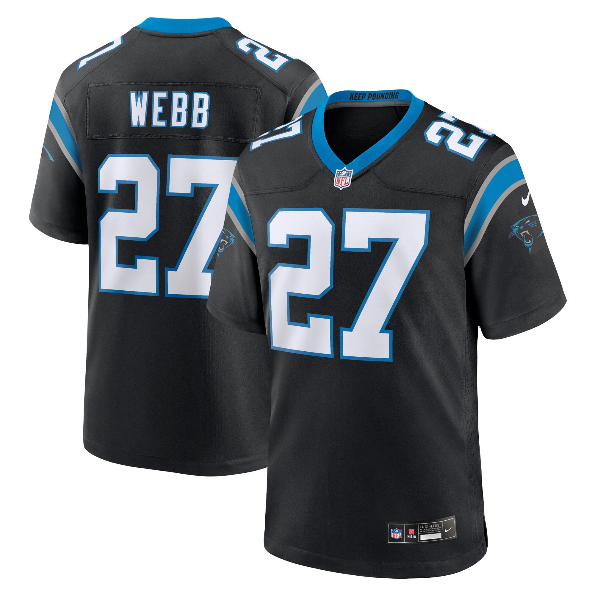 Sam Webb Carolina Panthers  Team Game Jersey -  Black