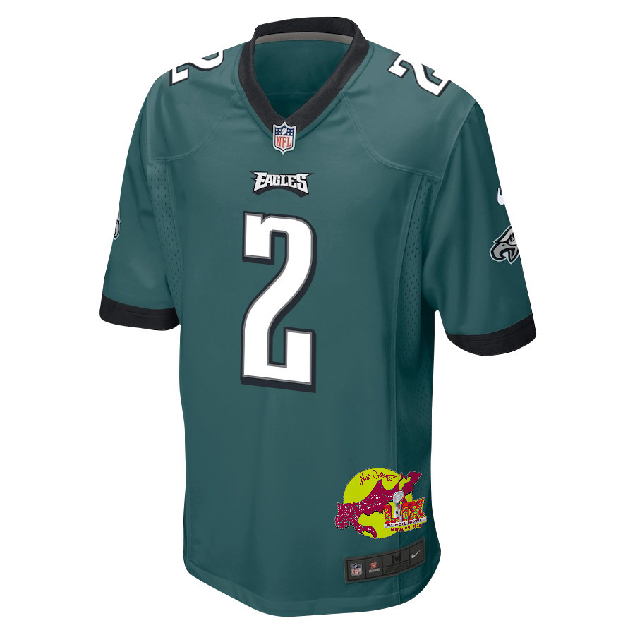 Darius Slay Jr. 2 Philadelphia Eagles Super Bowl LIX New Orleans Patch Game Men Jersey - Midnight Green